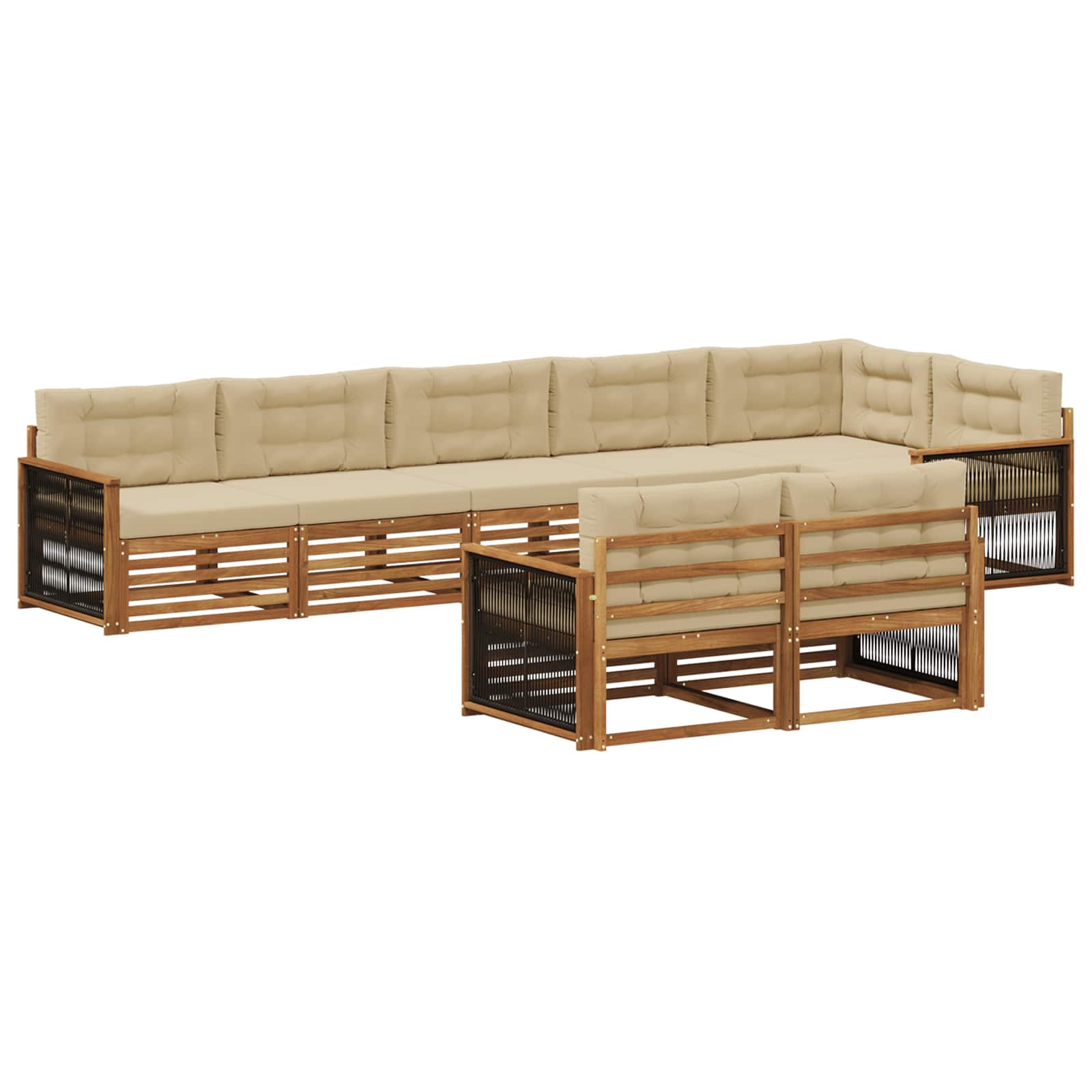 vidaXL Buiten bankenset 8 pcs Naturel