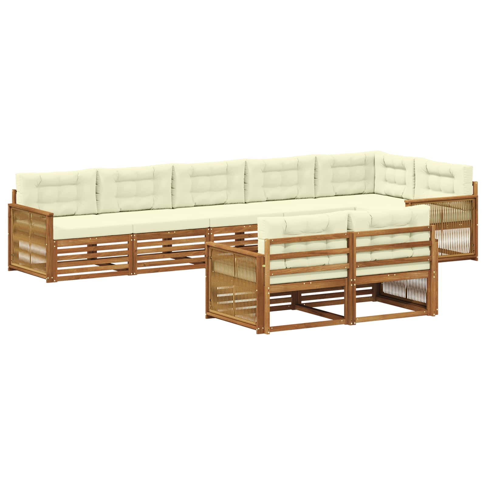 vidaXL Buiten bankenset 8 pcs Naturel