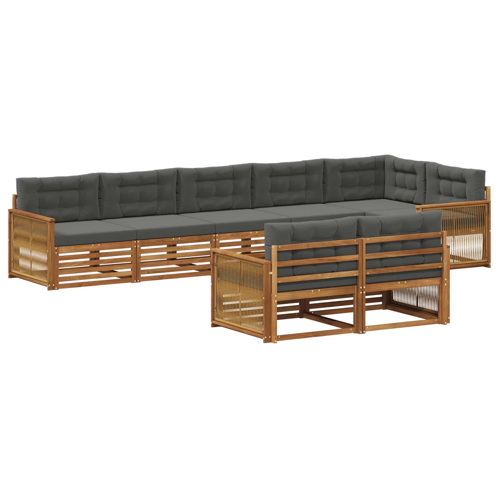 vidaXL Buiten bankenset 8 pcs Naturel