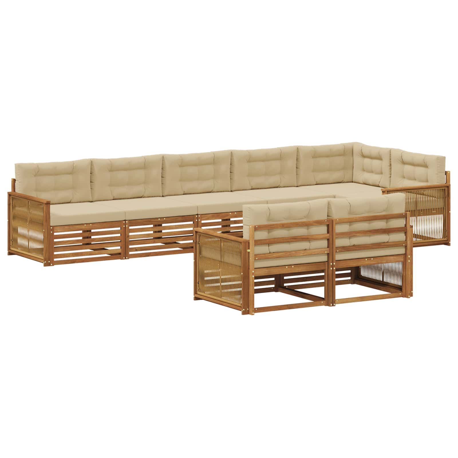vidaXL Buiten bankenset 8 pcs Naturel