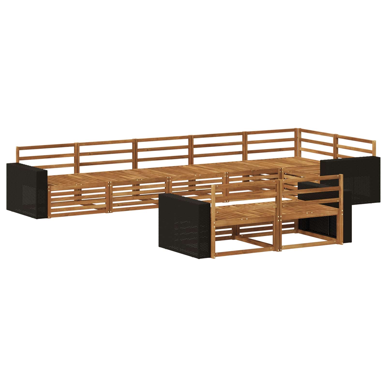 vidaXL Buiten bankenset 8 pcs Naturel