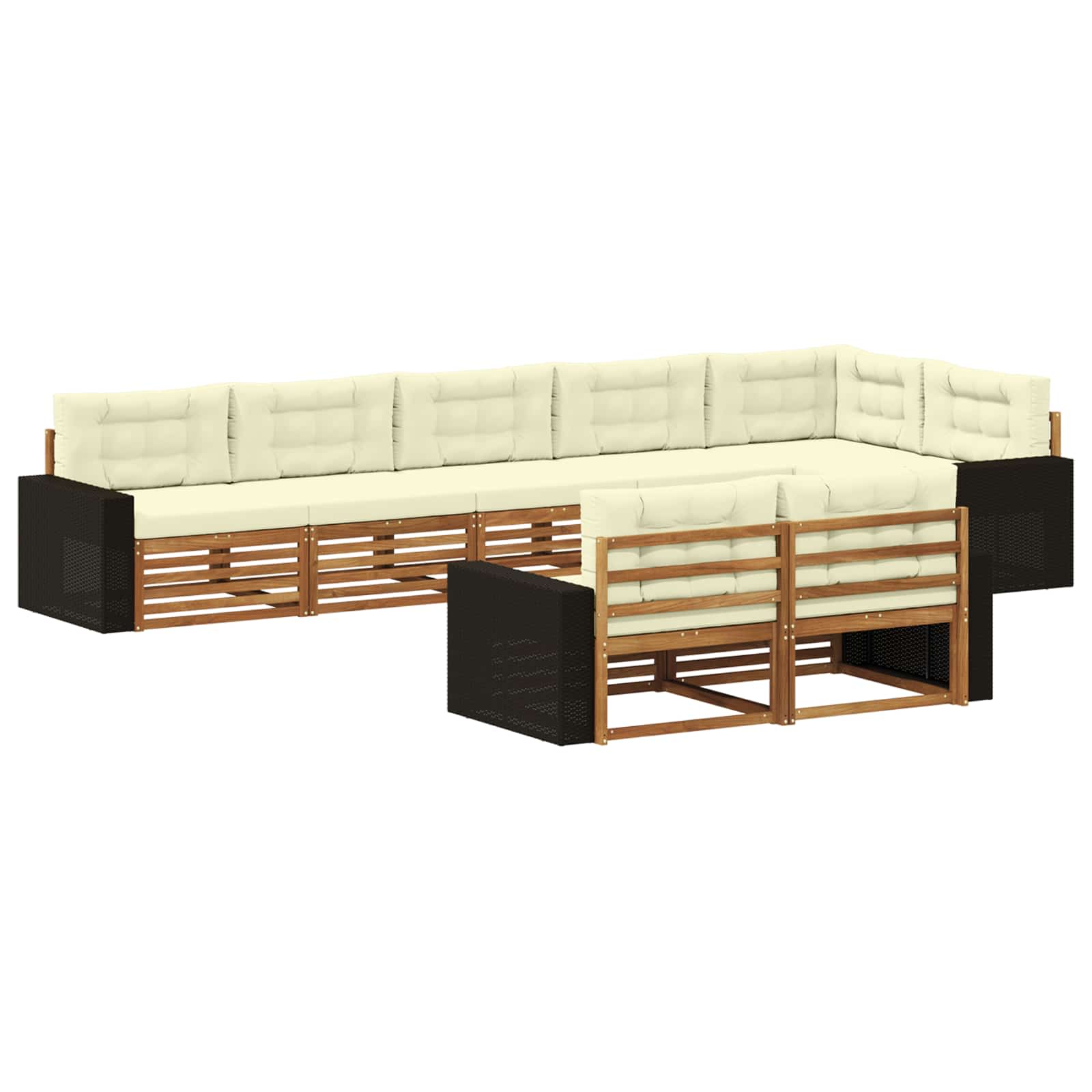 vidaXL Buiten bankenset 8 pcs Naturel