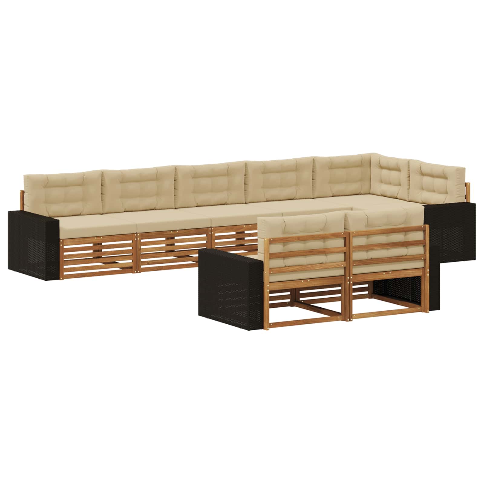 vidaXL Buiten bankenset 8 pcs Naturel