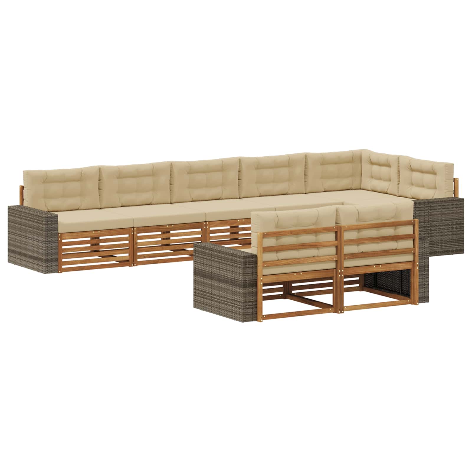 vidaXL Buiten bankenset 8 pcs Naturel