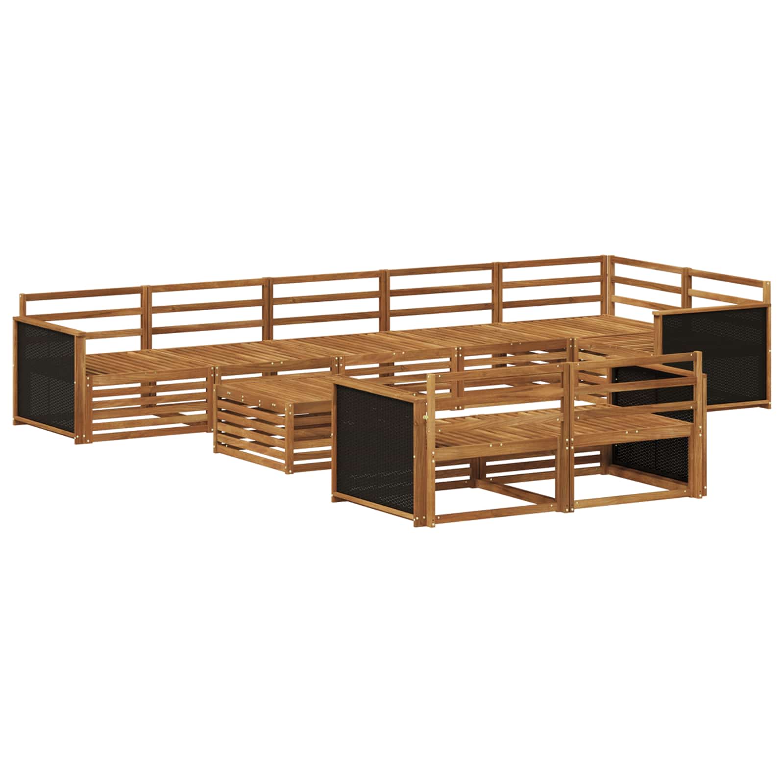 vidaXL Buiten bankenset 9 pcs Naturel