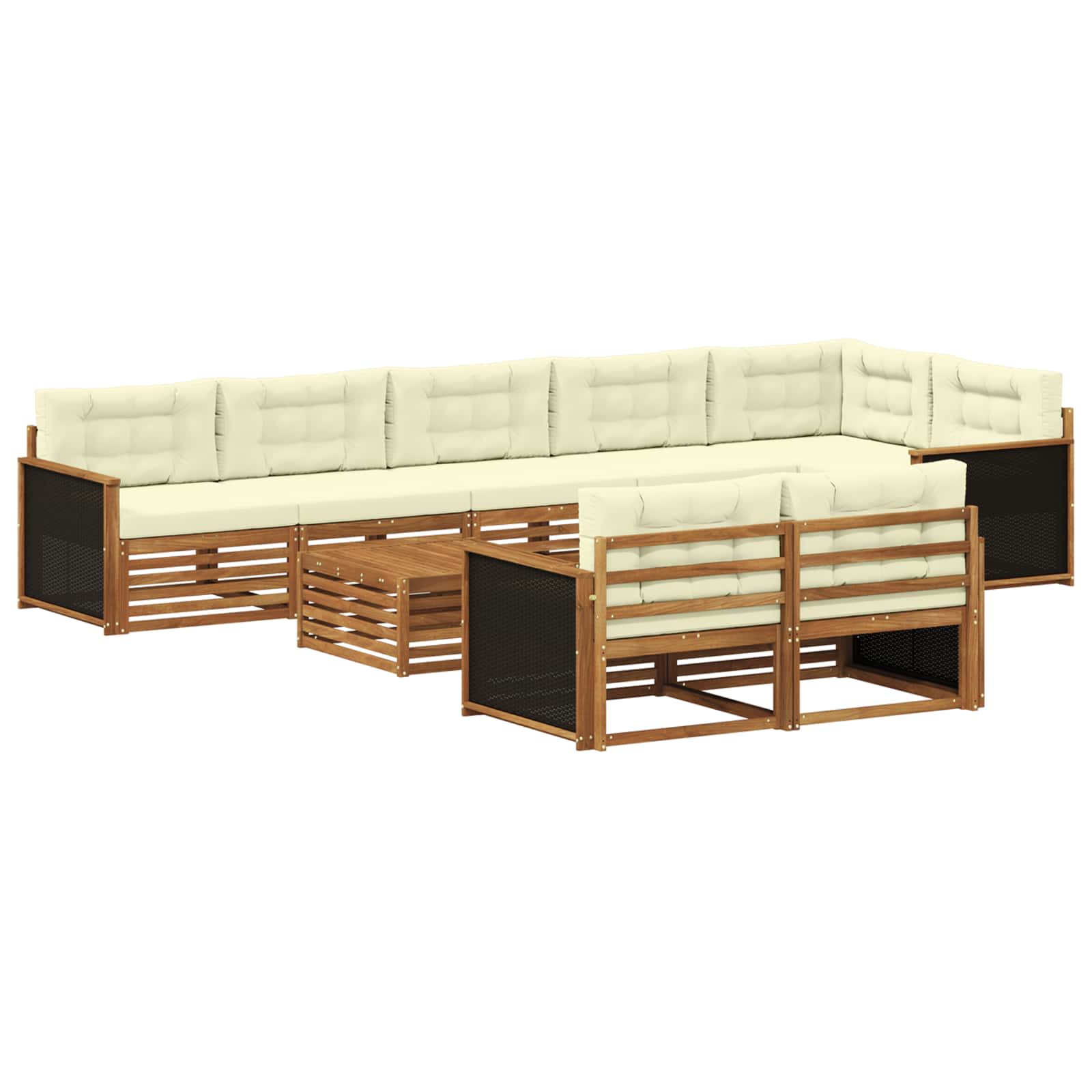 vidaXL Buiten bankenset 9 pcs Naturel
