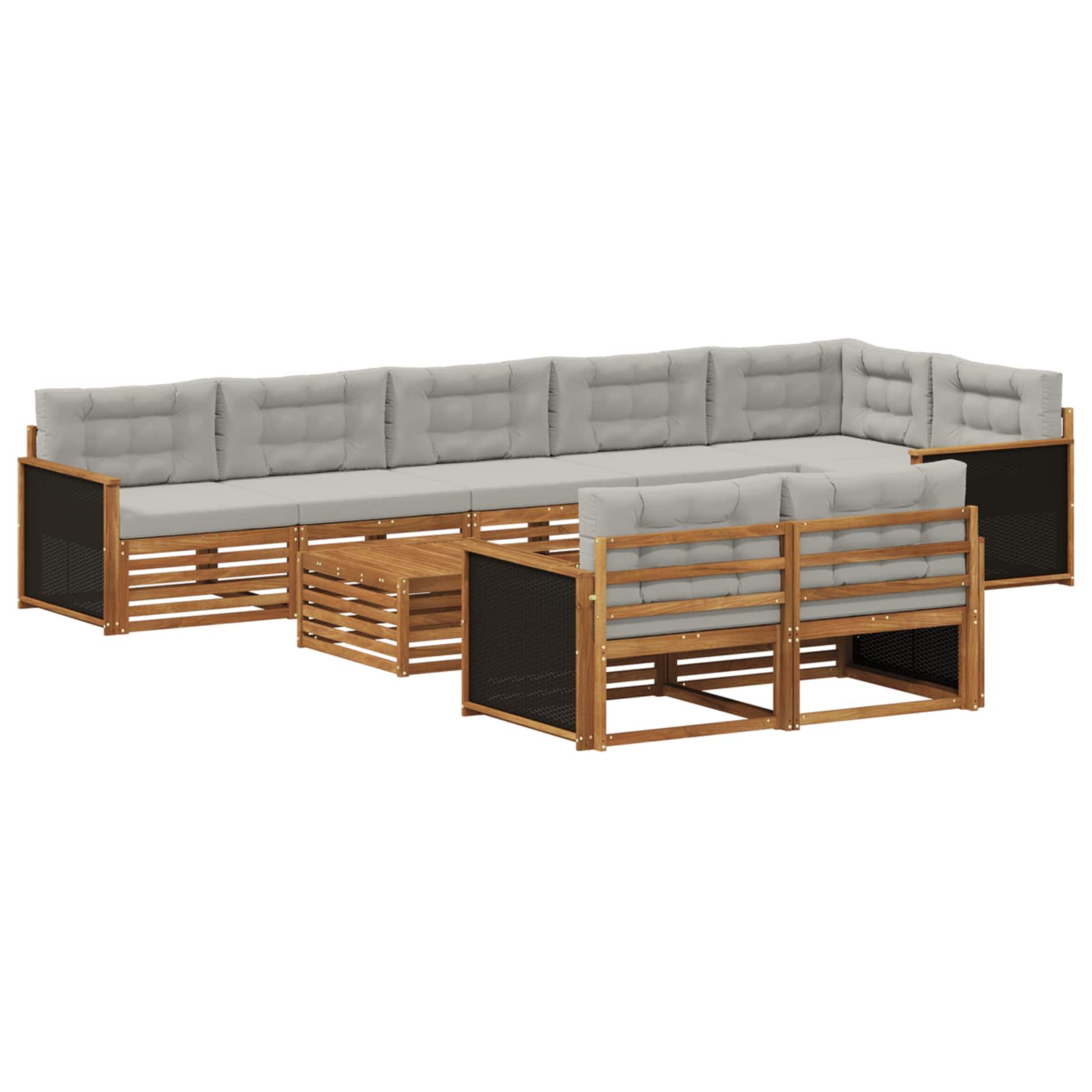 vidaXL Buiten bankenset 9 pcs Naturel