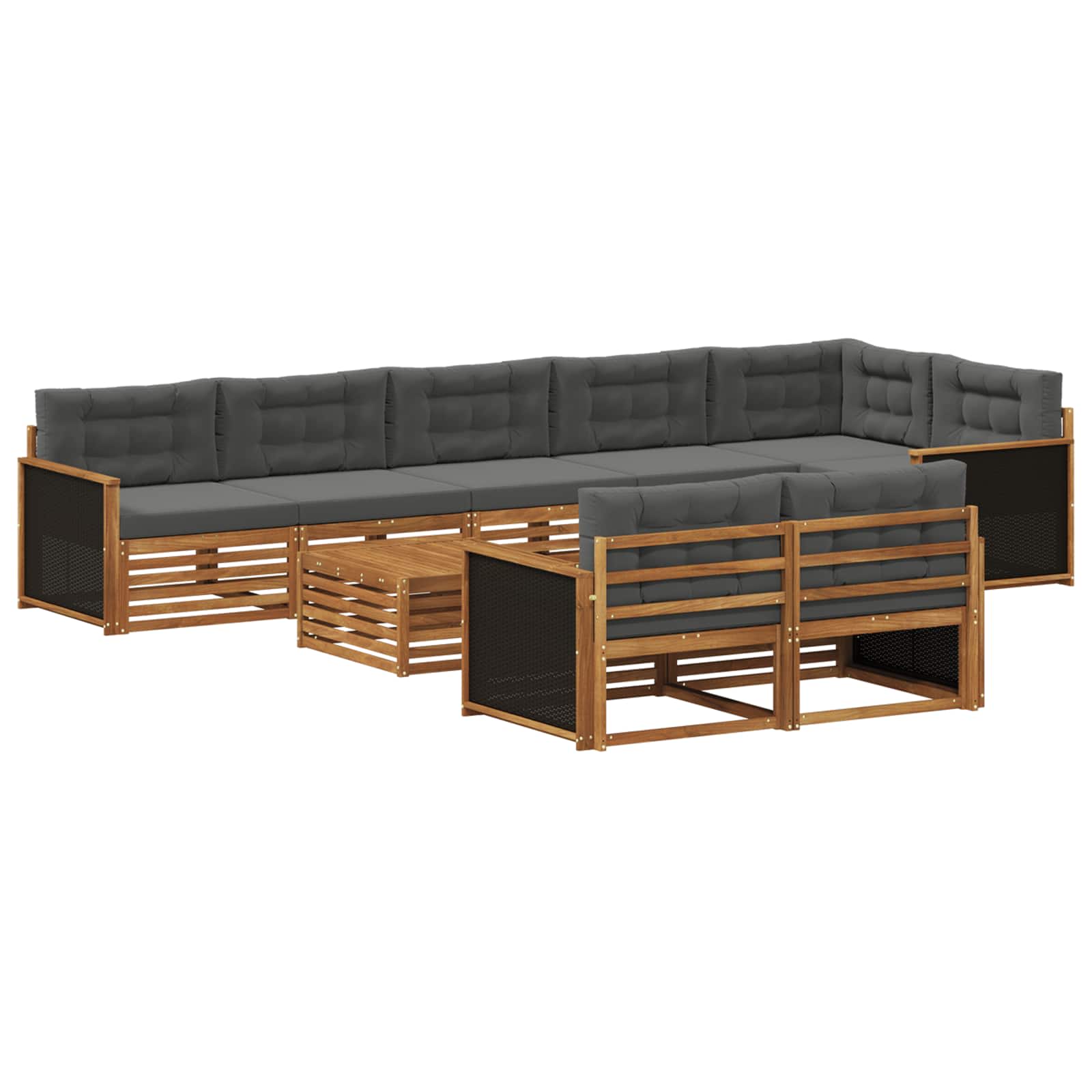 vidaXL Buiten bankenset 9 pcs Naturel