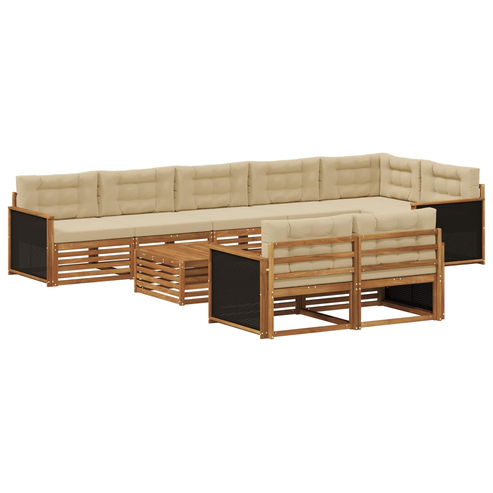 vidaXL Buiten bankenset 9 pcs Naturel