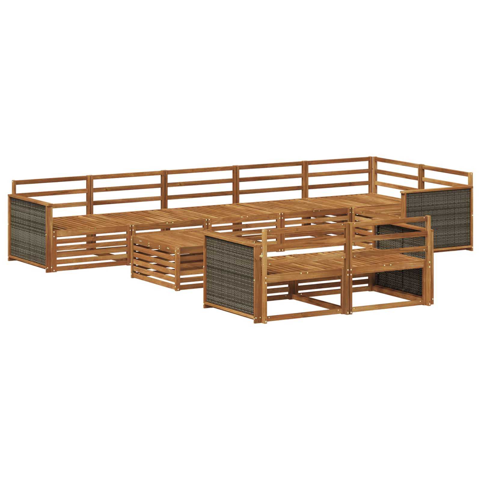 vidaXL Buiten bankenset 9 pcs Naturel