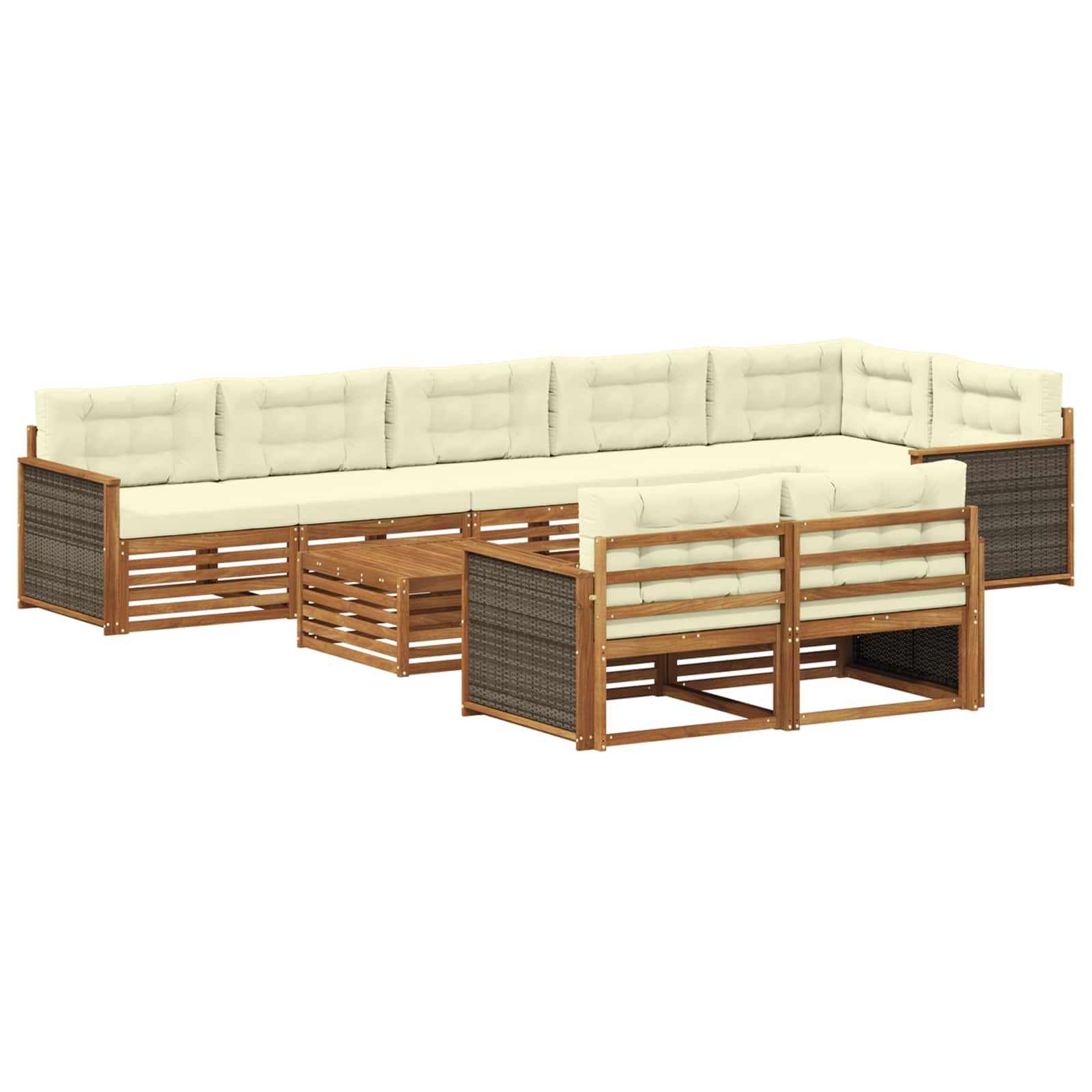 vidaXL Buiten bankenset 9 pcs Naturel