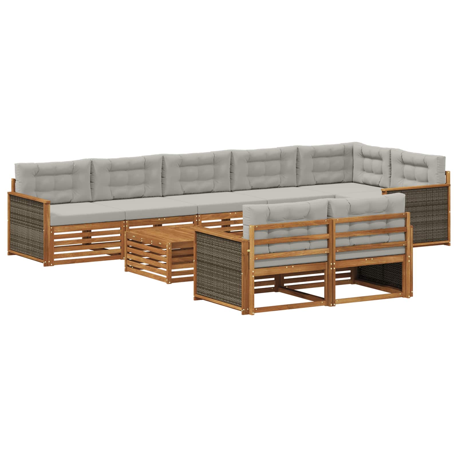 vidaXL Buiten bankenset 9 pcs Naturel