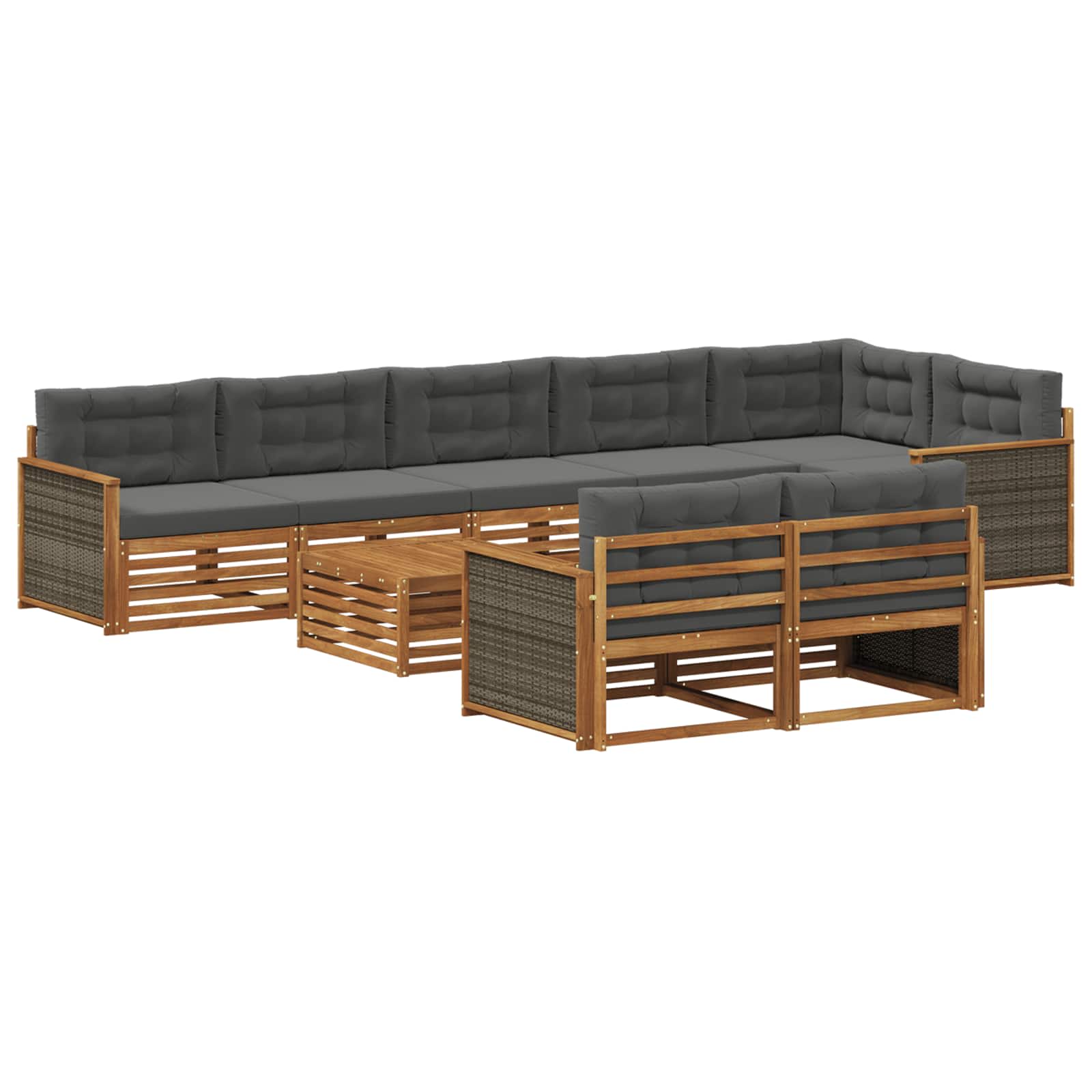 vidaXL Buiten bankenset 9 pcs Naturel