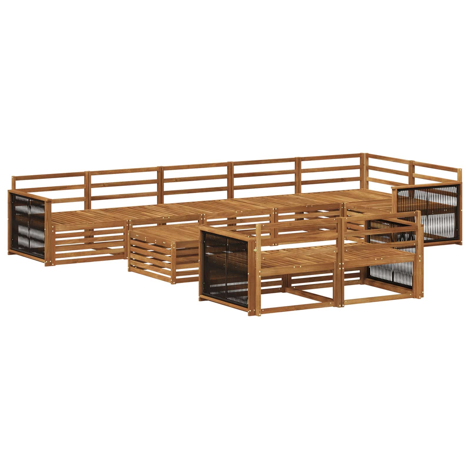 vidaXL Buiten bankenset 9 pcs Naturel