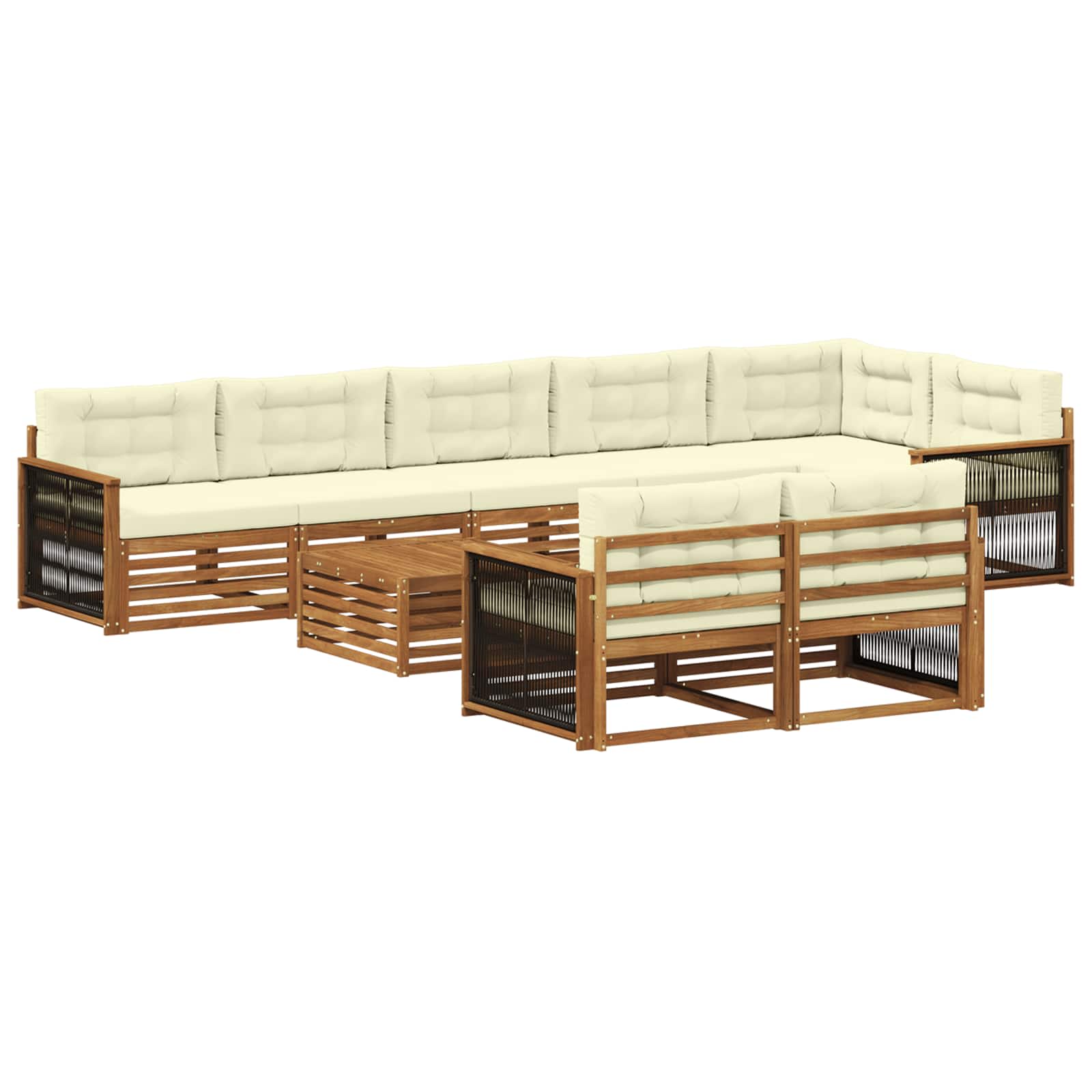 vidaXL Buiten bankenset 9 pcs Naturel