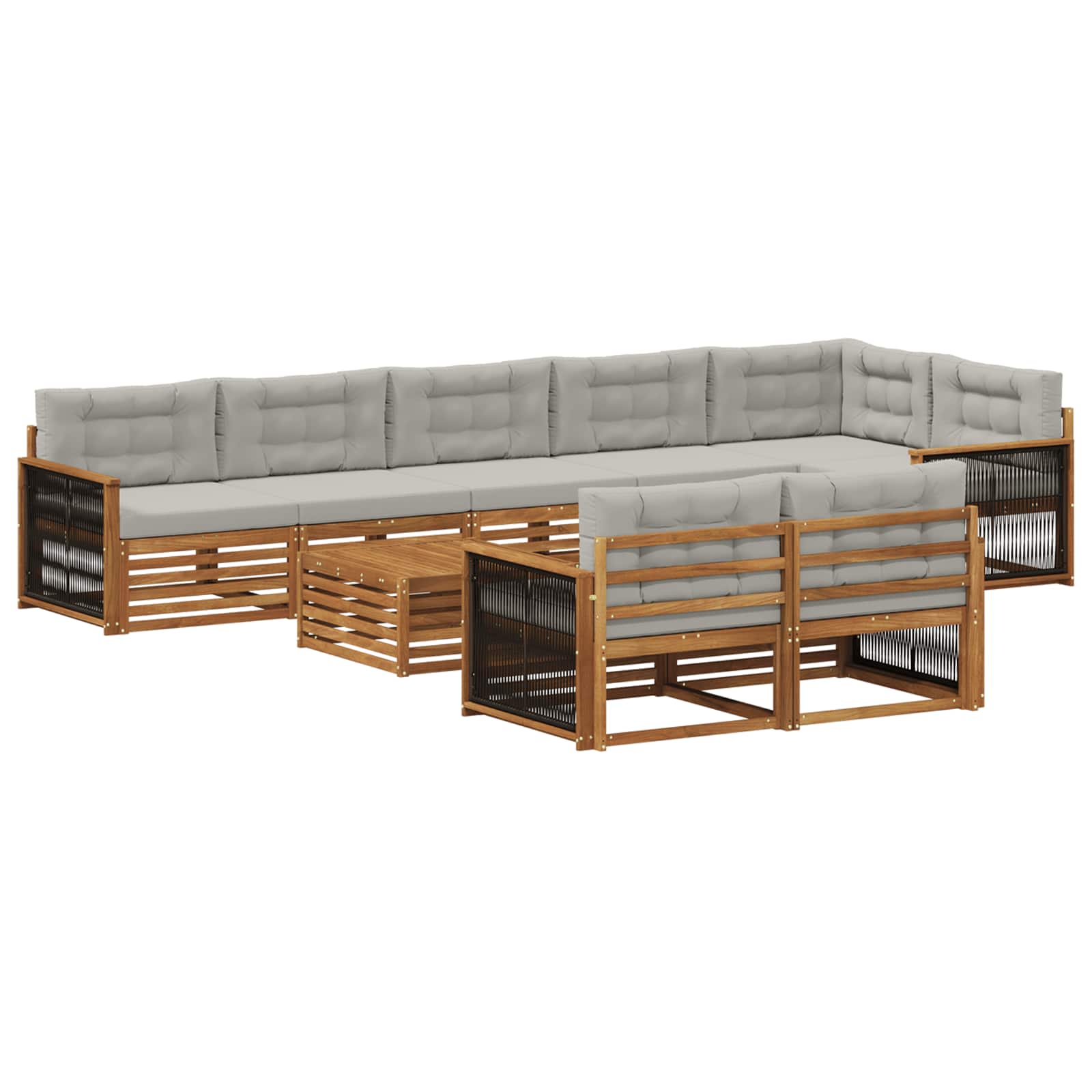 vidaXL Buiten bankenset 9 pcs Naturel