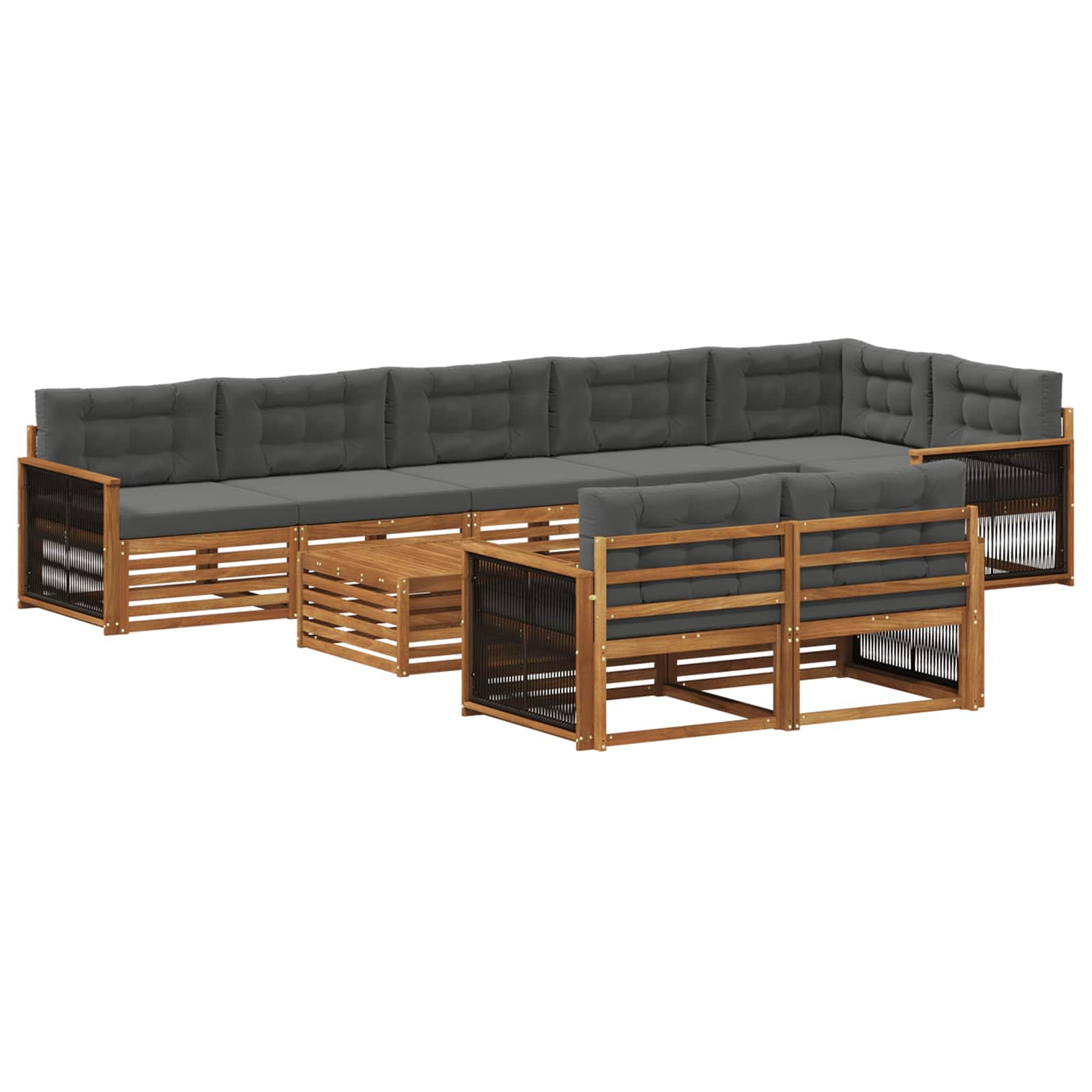 vidaXL Buiten bankenset 9 pcs Naturel