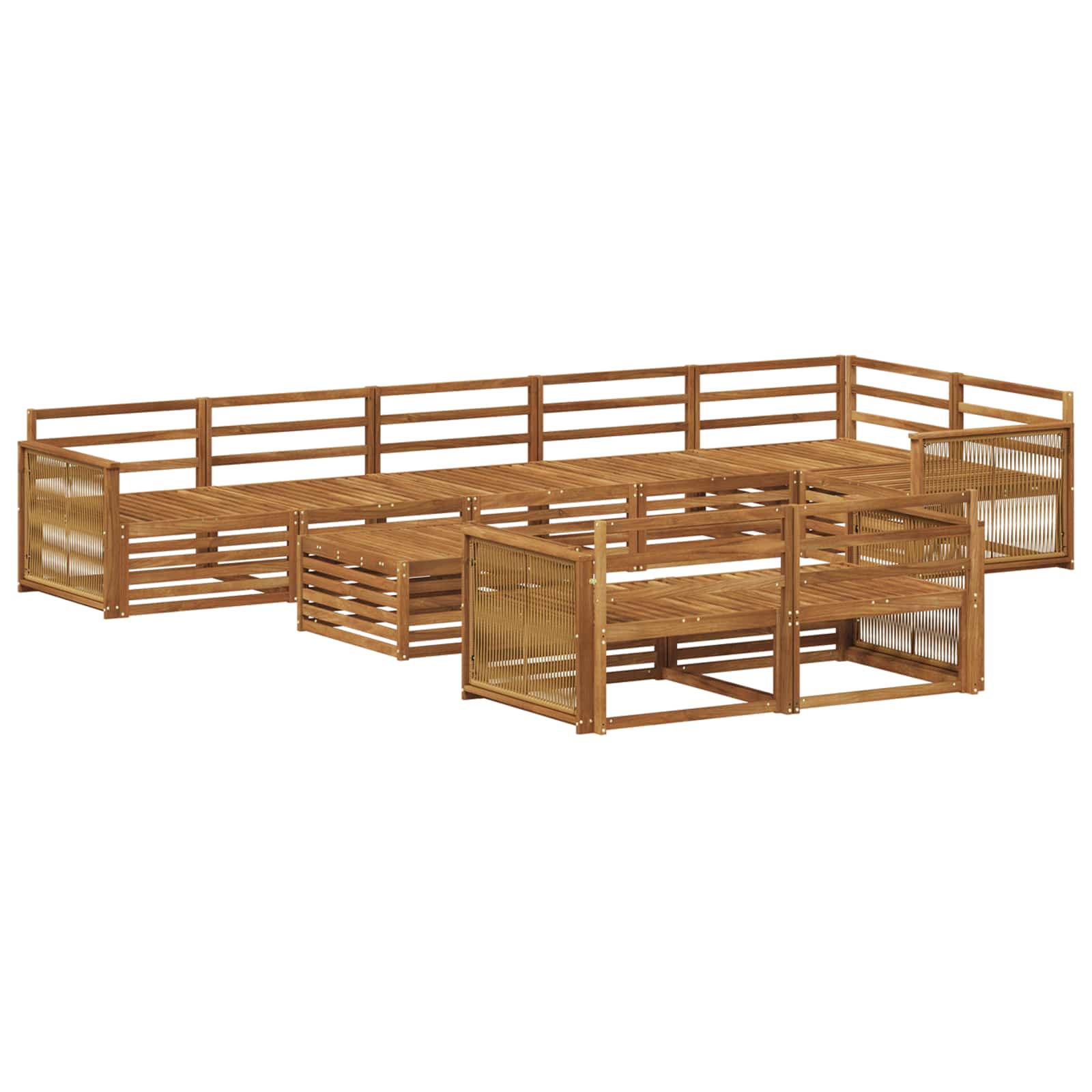 vidaXL Buiten bankenset 9 pcs Naturel