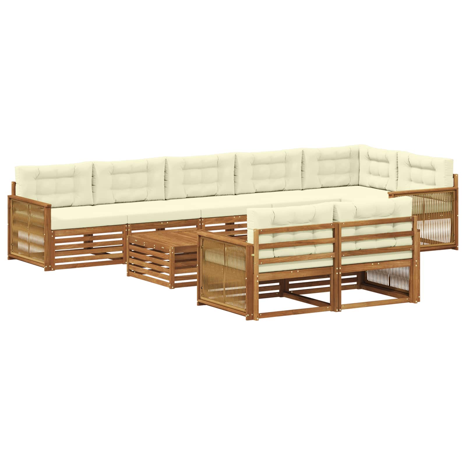 vidaXL Buiten bankenset 9 pcs Naturel
