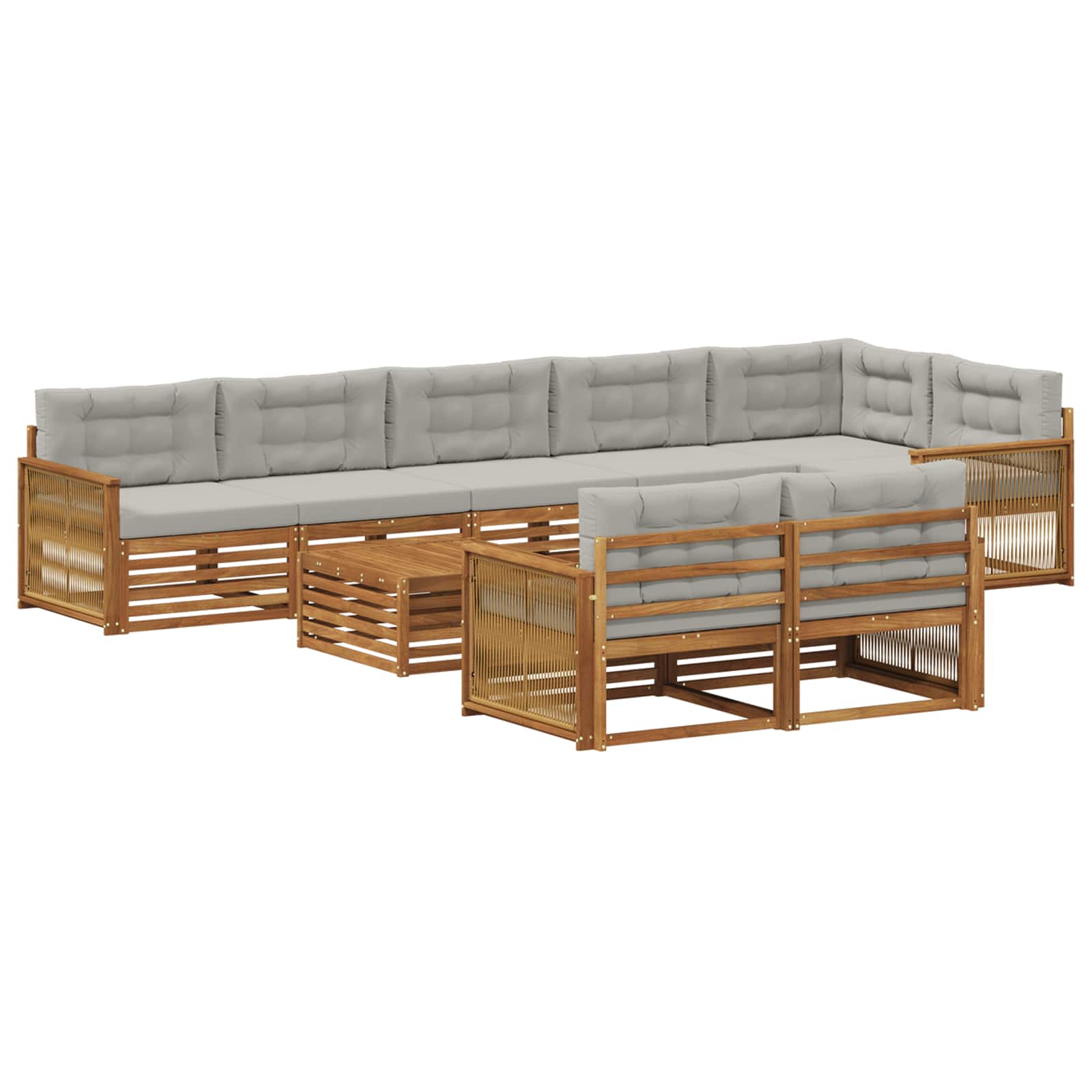 vidaXL Buiten bankenset 9 pcs Naturel