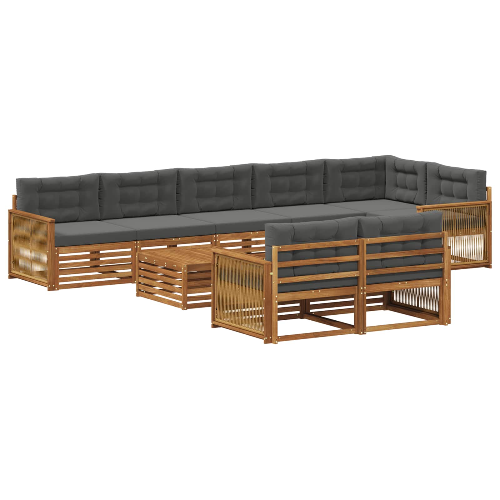 vidaXL Buiten bankenset 9 pcs Naturel