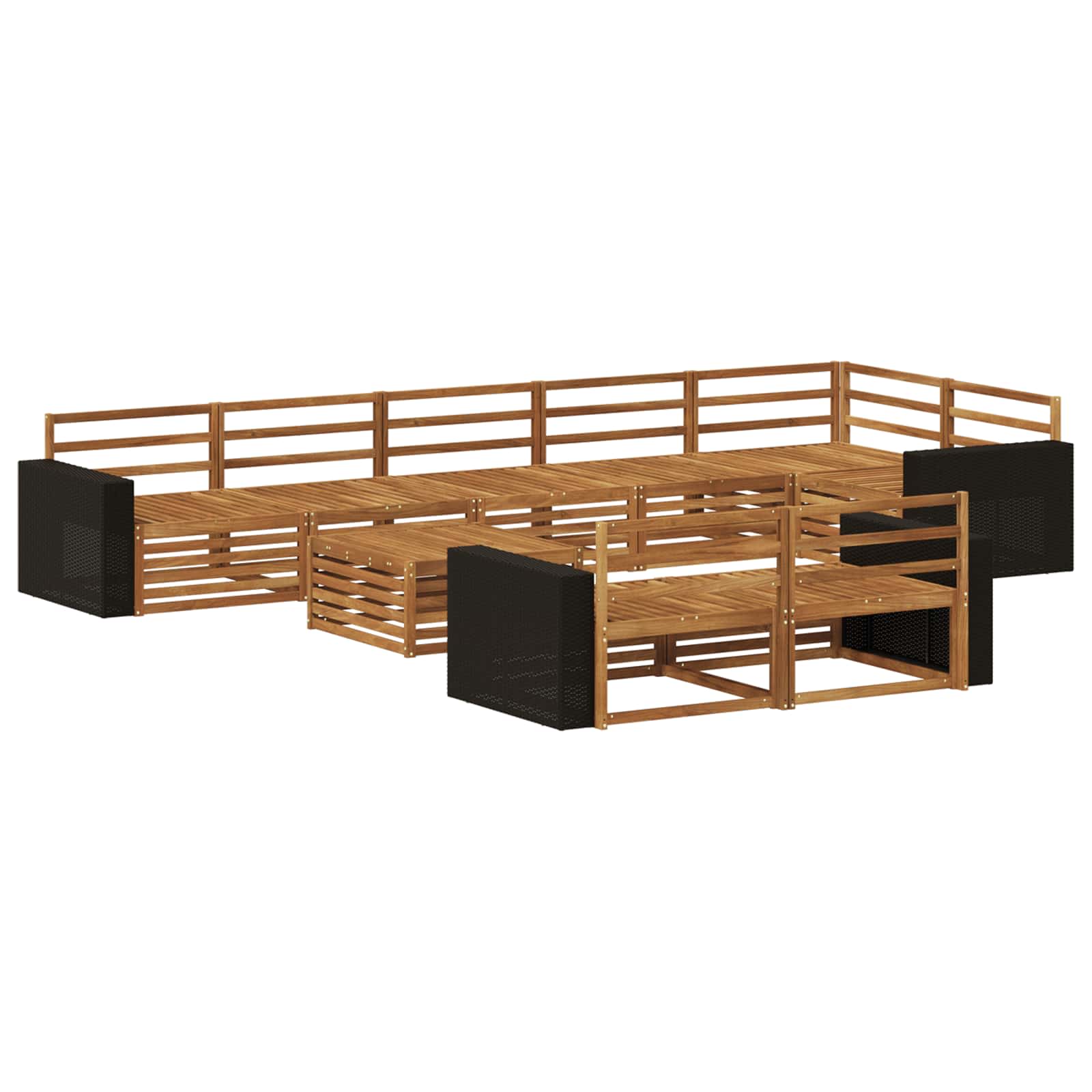 vidaXL Buiten bankenset 9 pcs Naturel