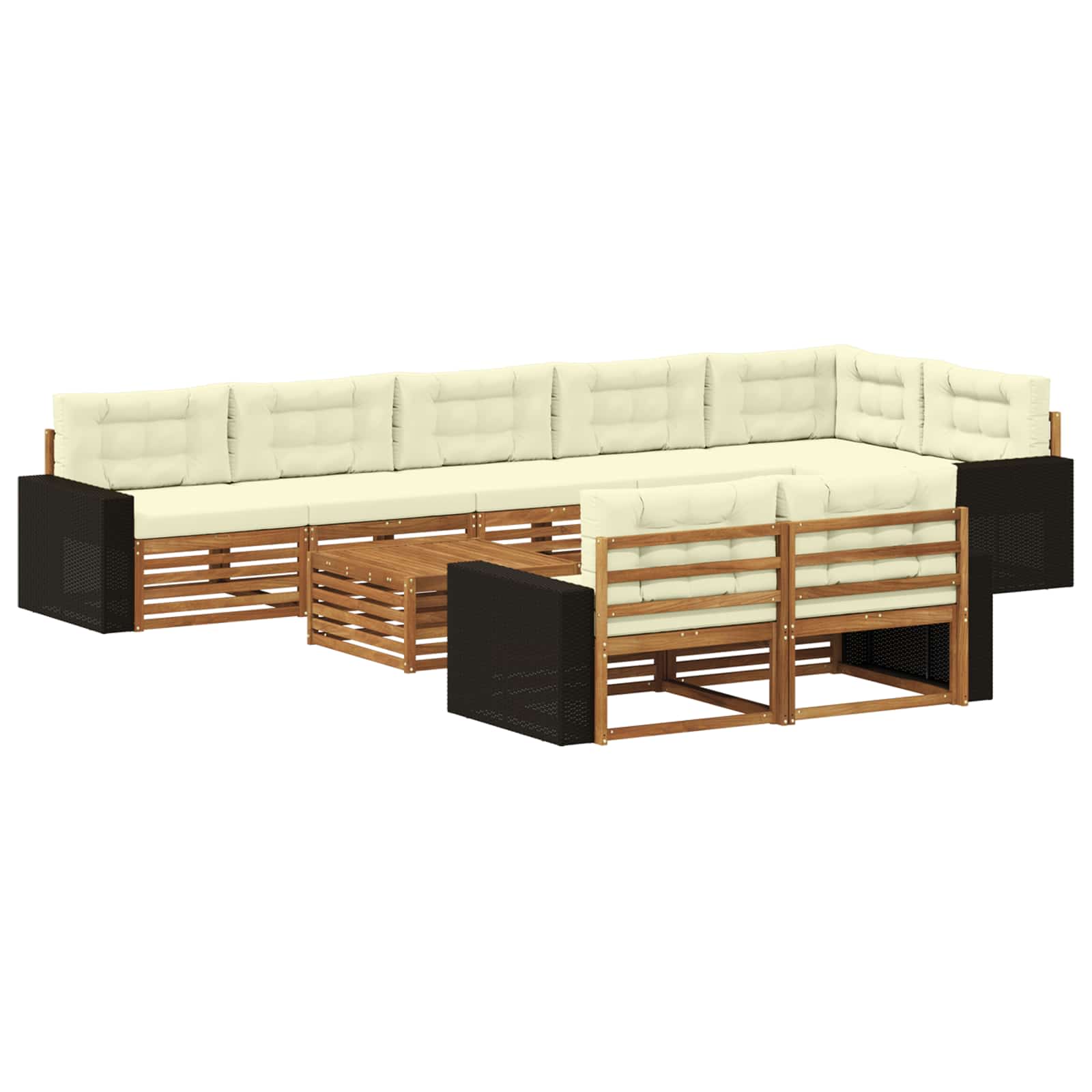 vidaXL Buiten bankenset 9 pcs Naturel