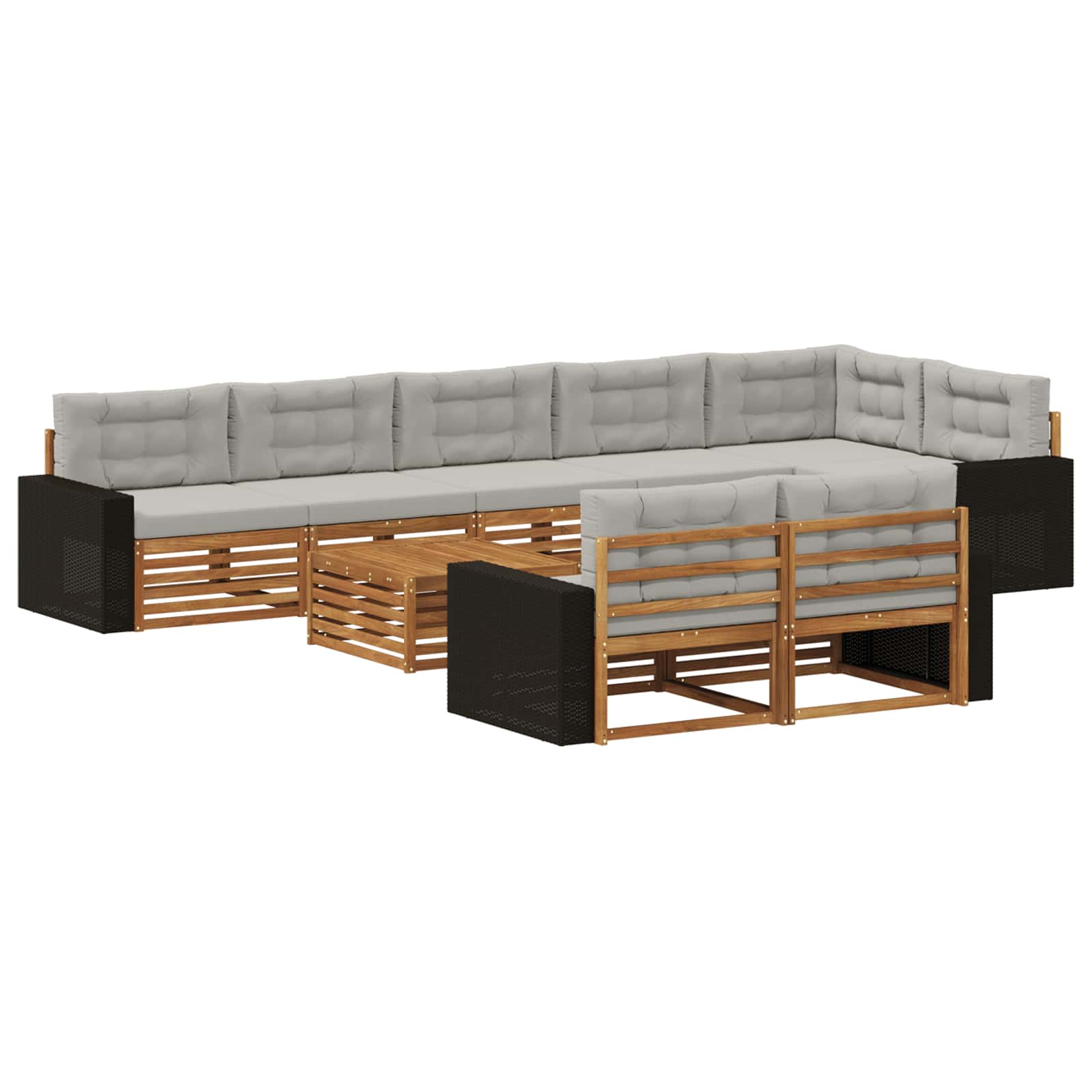 vidaXL Buiten bankenset 9 pcs Naturel