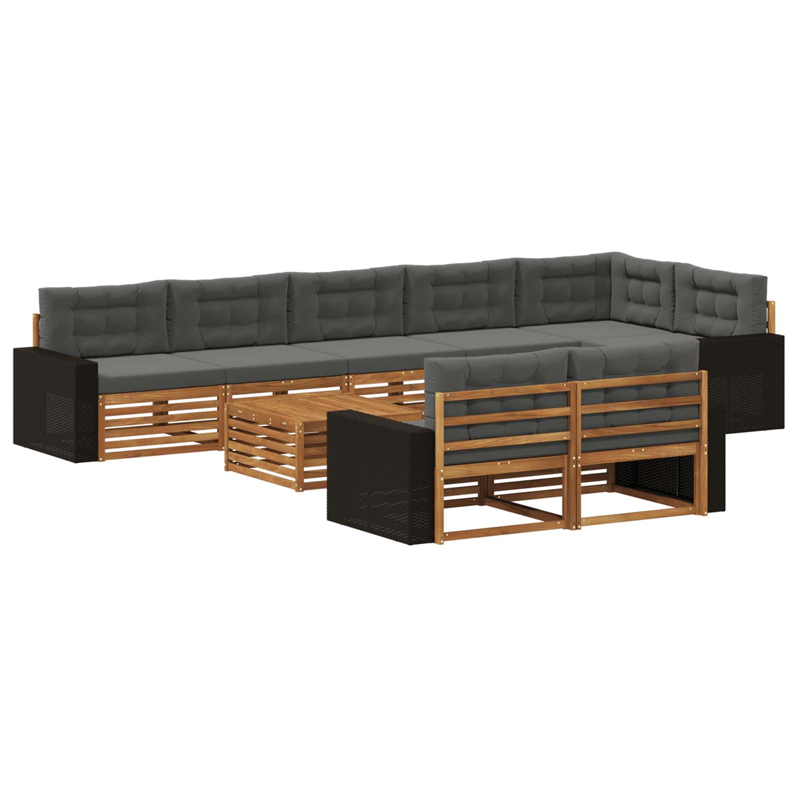 vidaXL Buiten bankenset 9 pcs Naturel