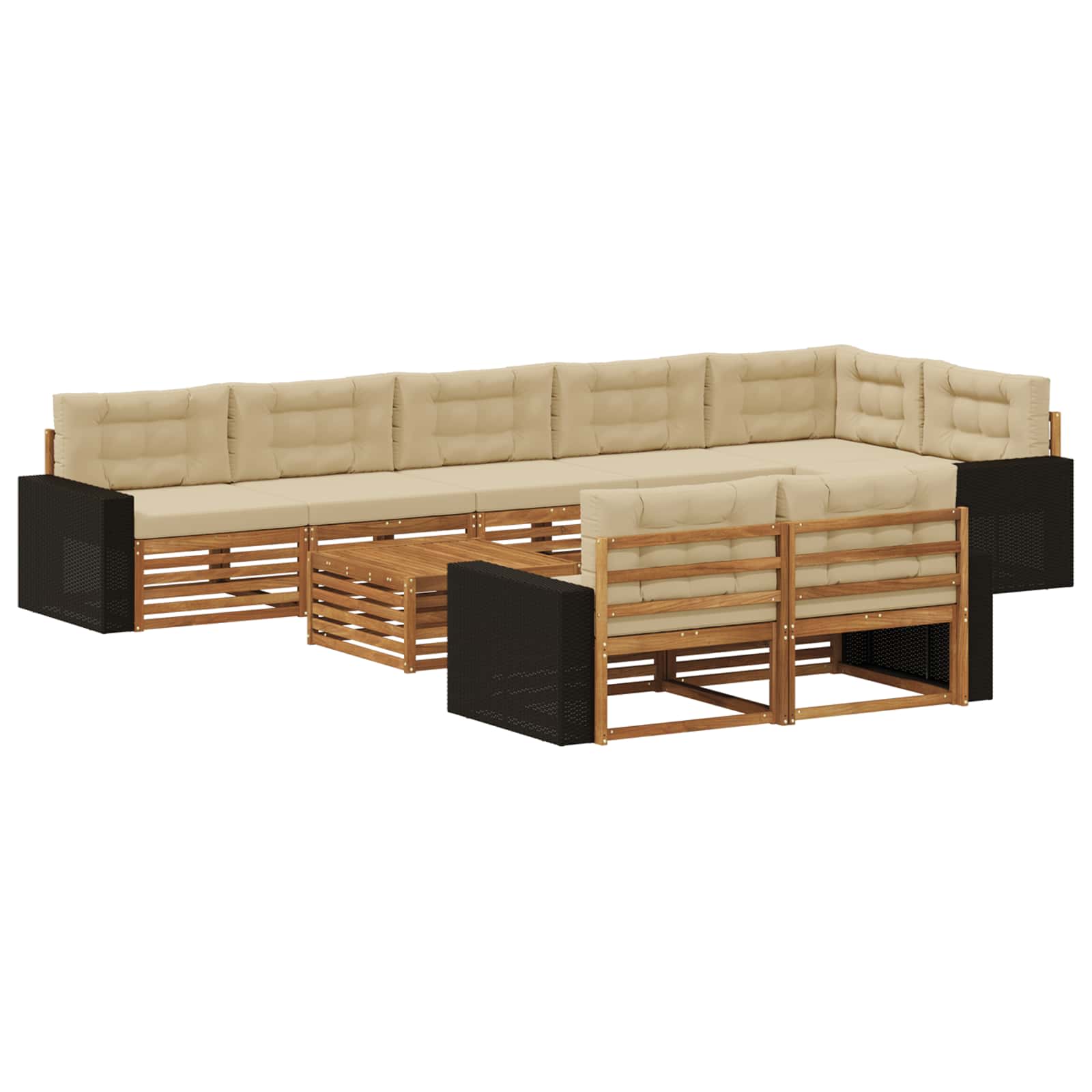 vidaXL Buiten bankenset 9 pcs Naturel
