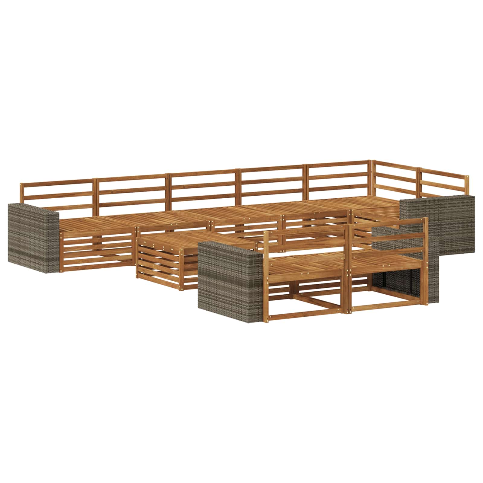 vidaXL Buiten bankenset 9 pcs Naturel