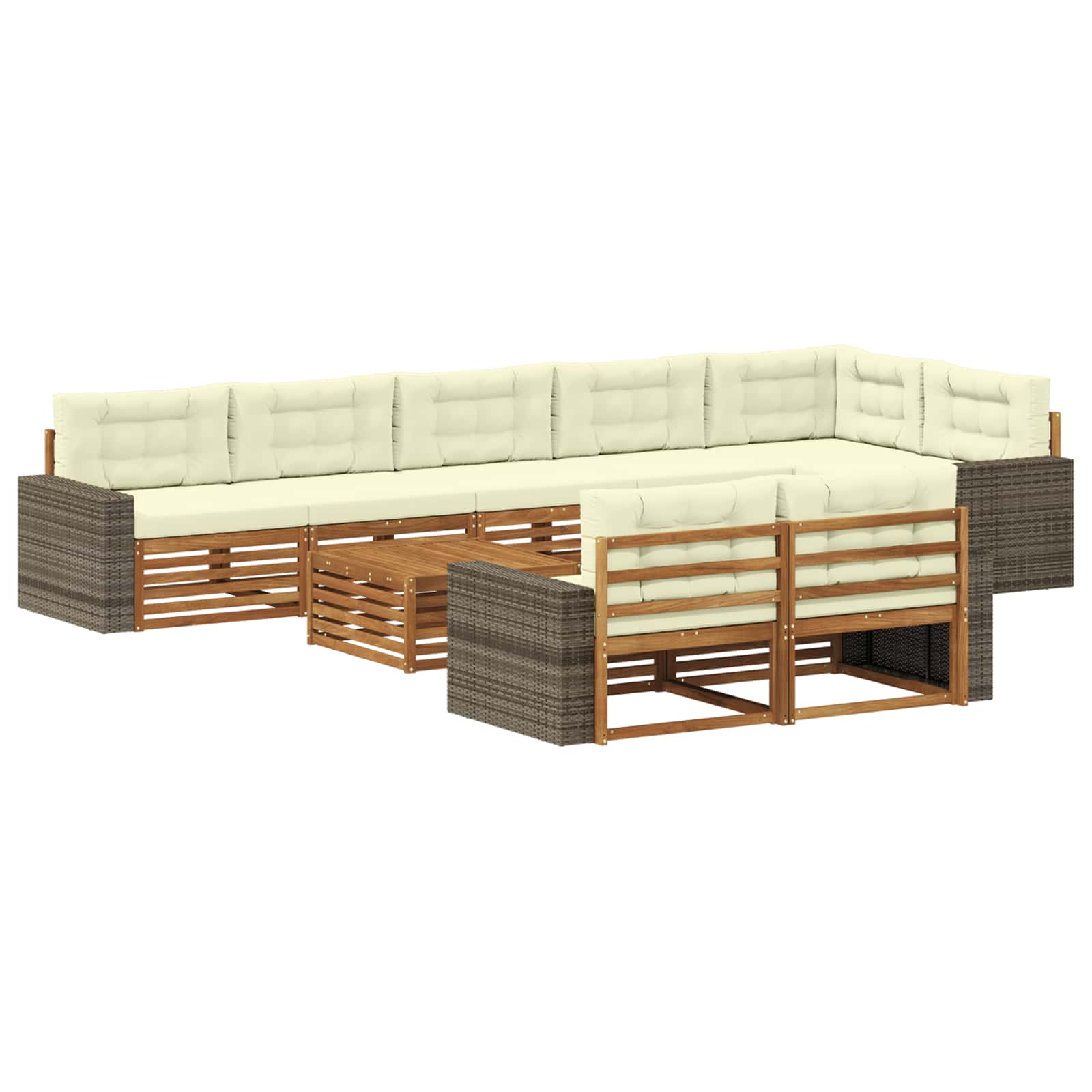 vidaXL Buiten bankenset 9 pcs Naturel