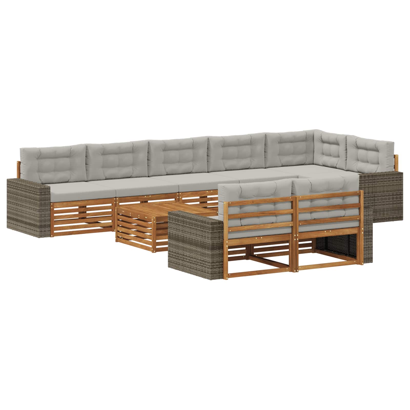 vidaXL Buiten bankenset 9 pcs Naturel