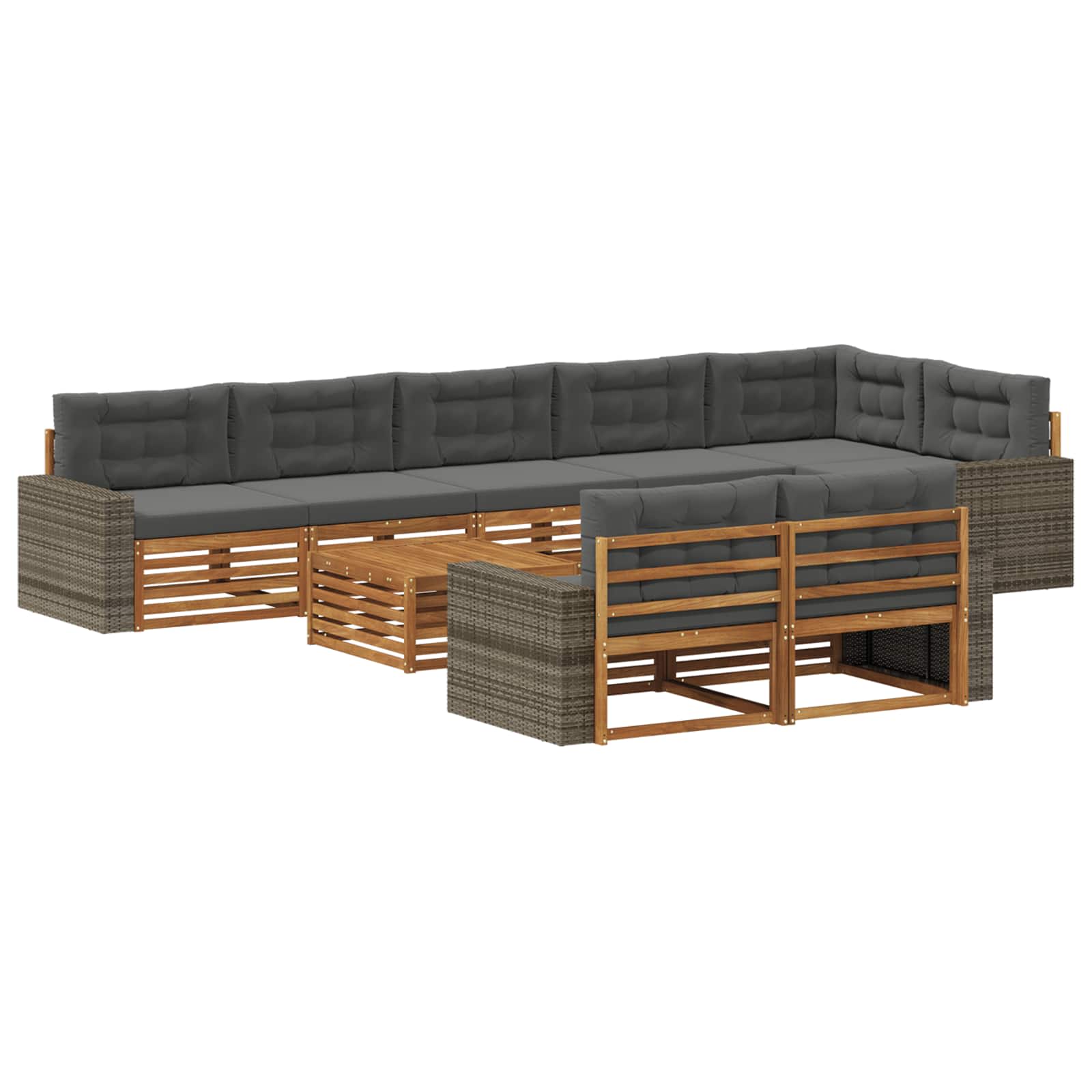 vidaXL Buiten bankenset 9 pcs Naturel