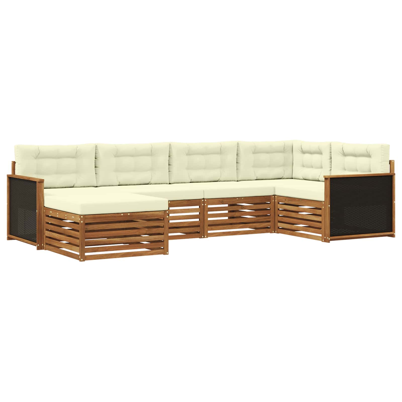 vidaXL Buiten bankenset 6 pcs Naturel