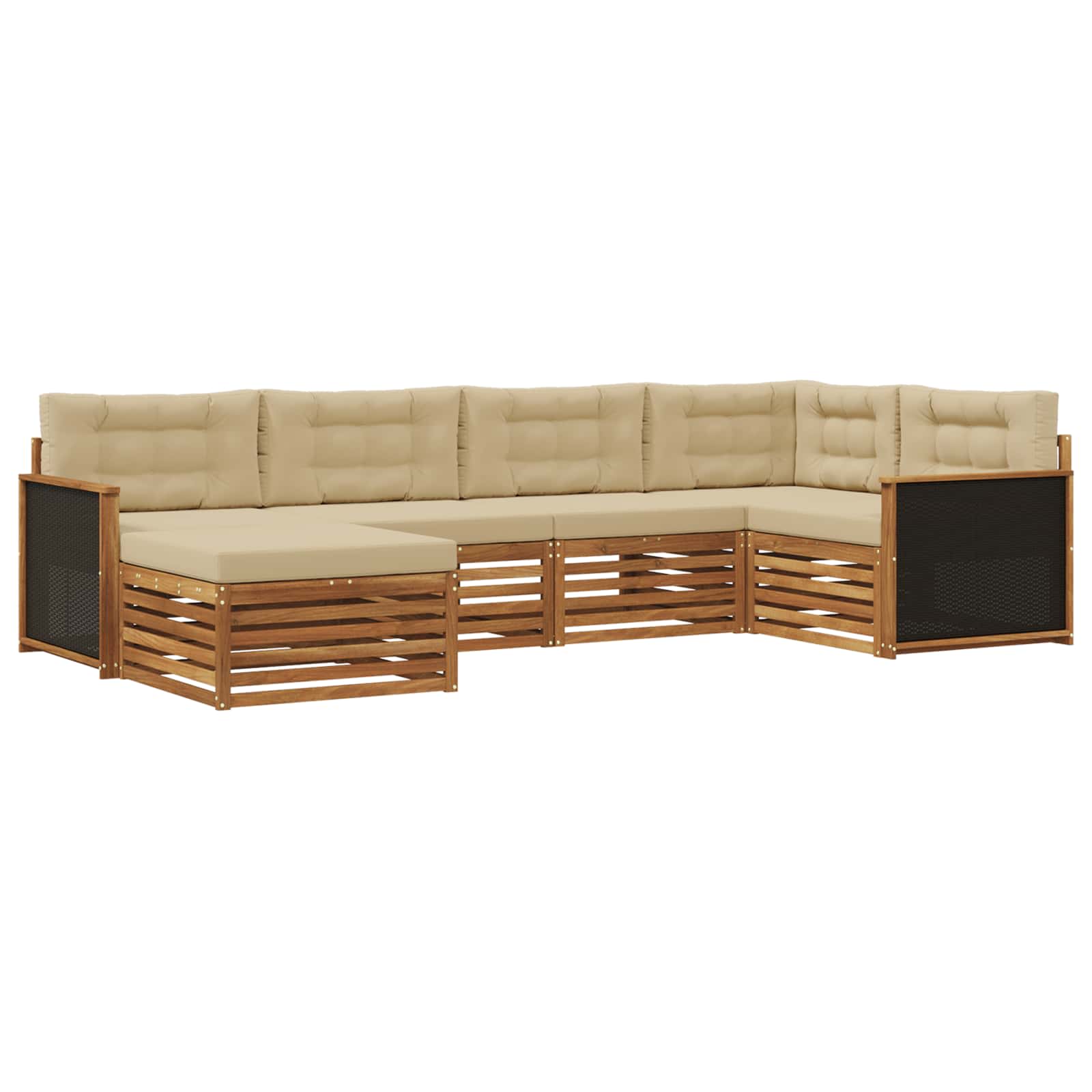 vidaXL Buiten bankenset 6 pcs Naturel