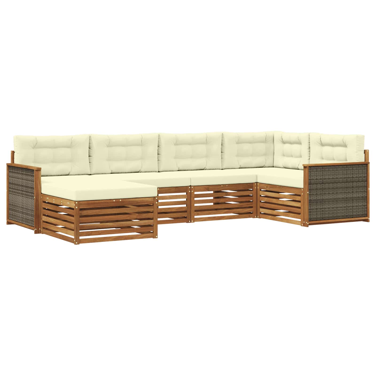 vidaXL Buiten bankenset 6 pcs Naturel
