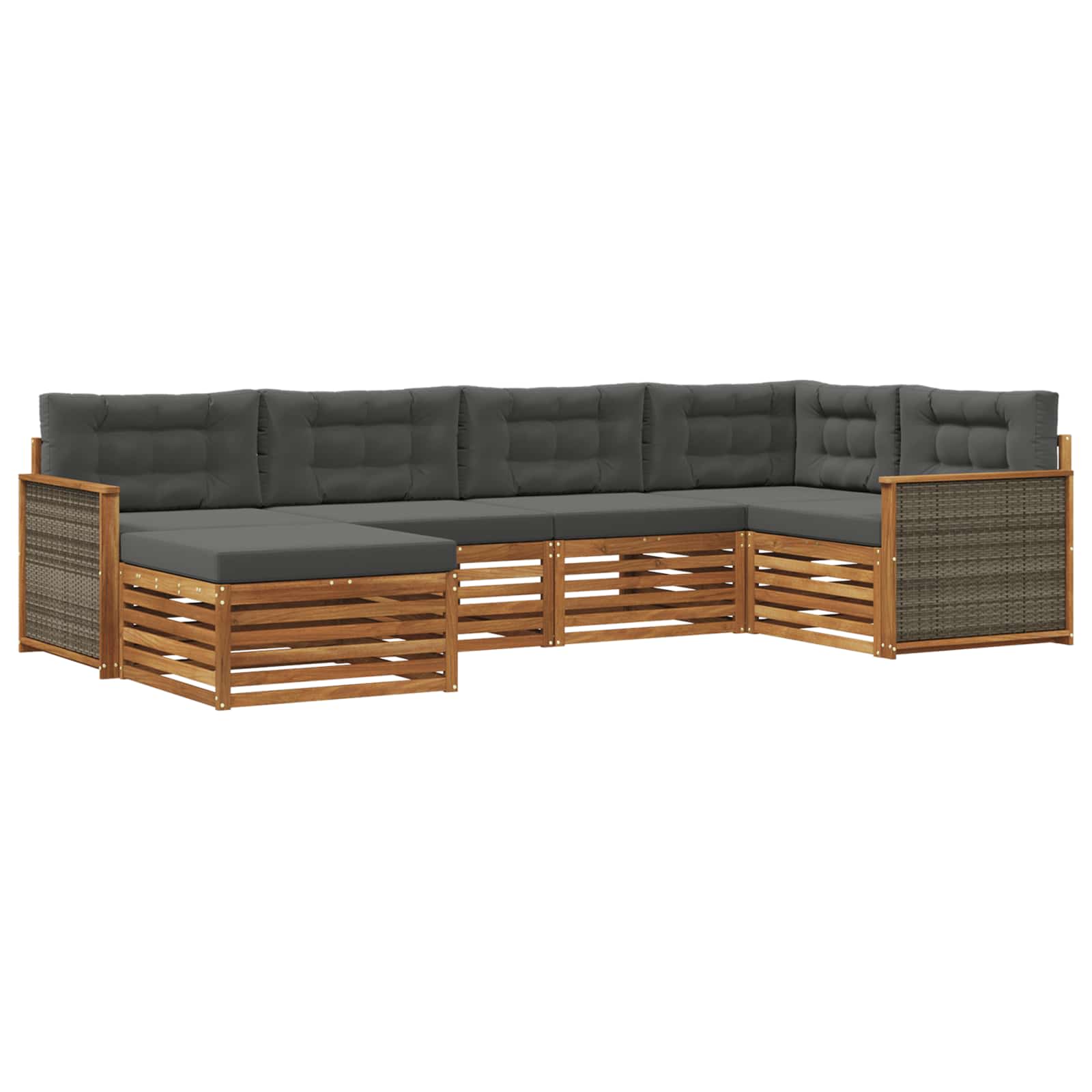 vidaXL Buiten bankenset 6 pcs Naturel