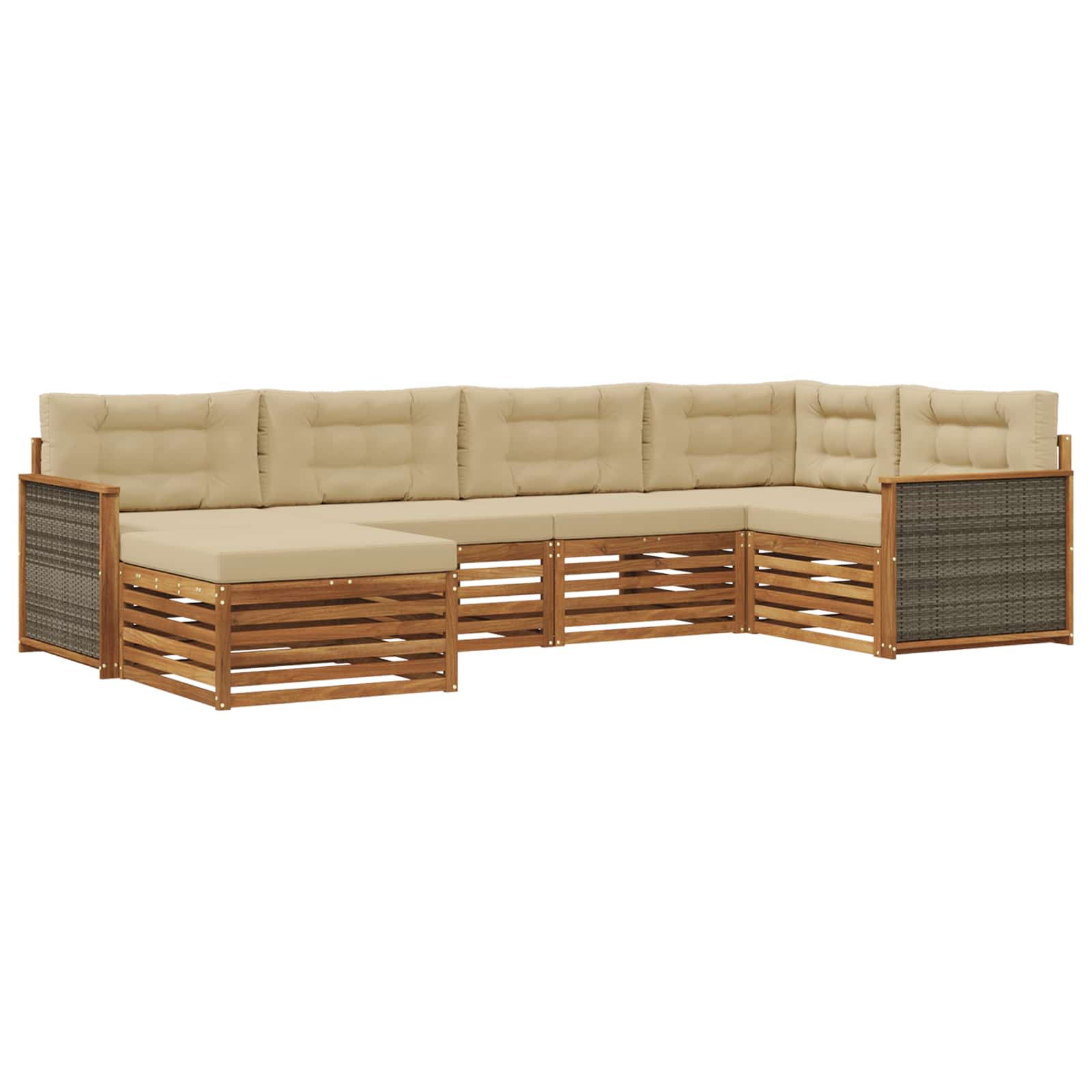 vidaXL Buiten bankenset 6 pcs Naturel
