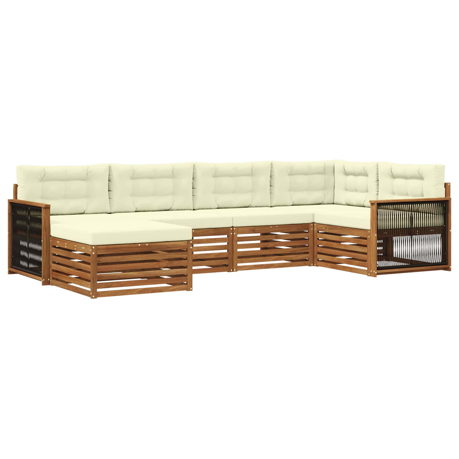 vidaXL Buiten bankenset 6 pcs Naturel