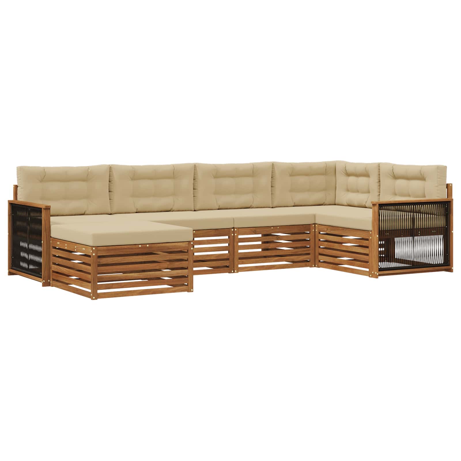 vidaXL Buiten bankenset 6 pcs Naturel