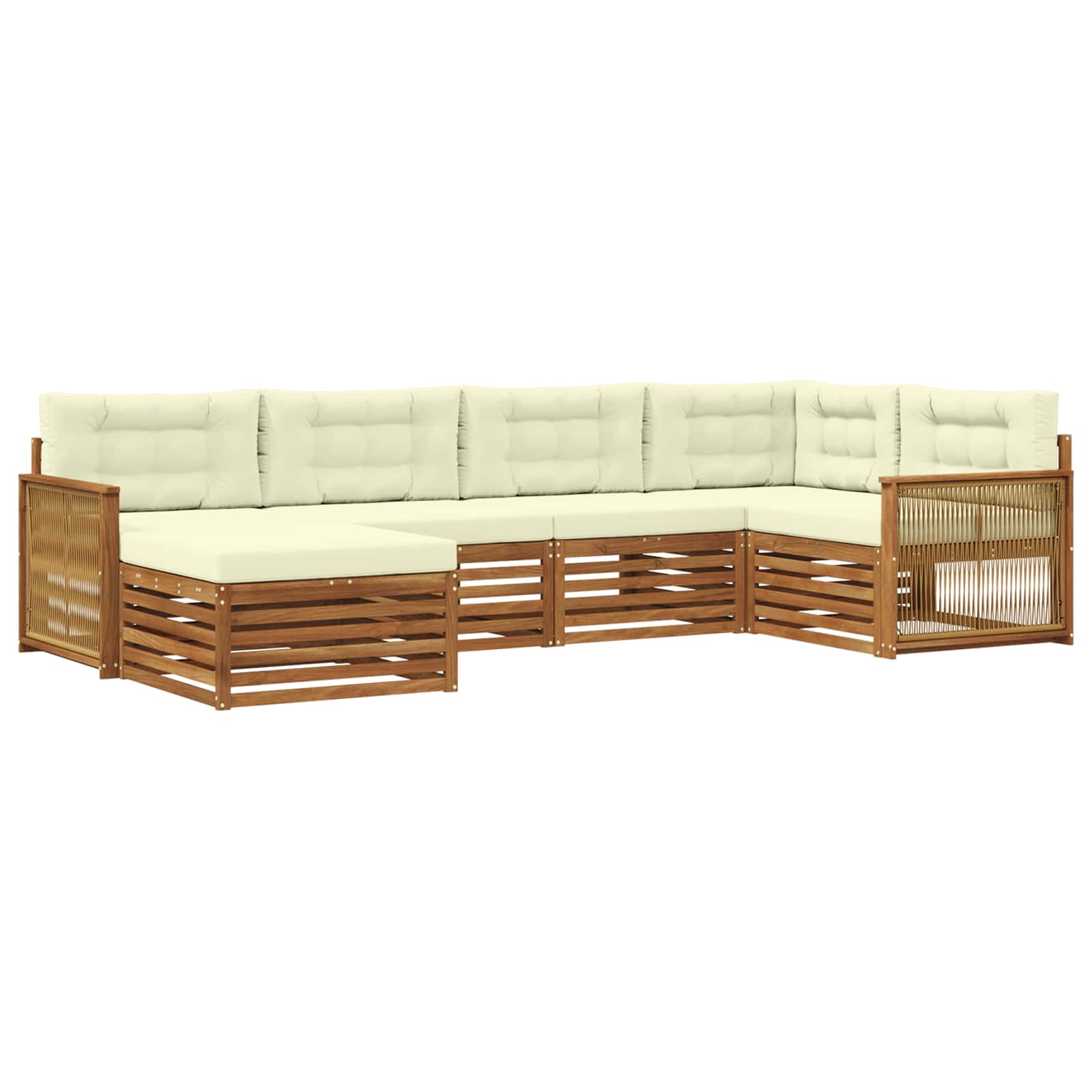 vidaXL Buiten bankenset 6 pcs Naturel