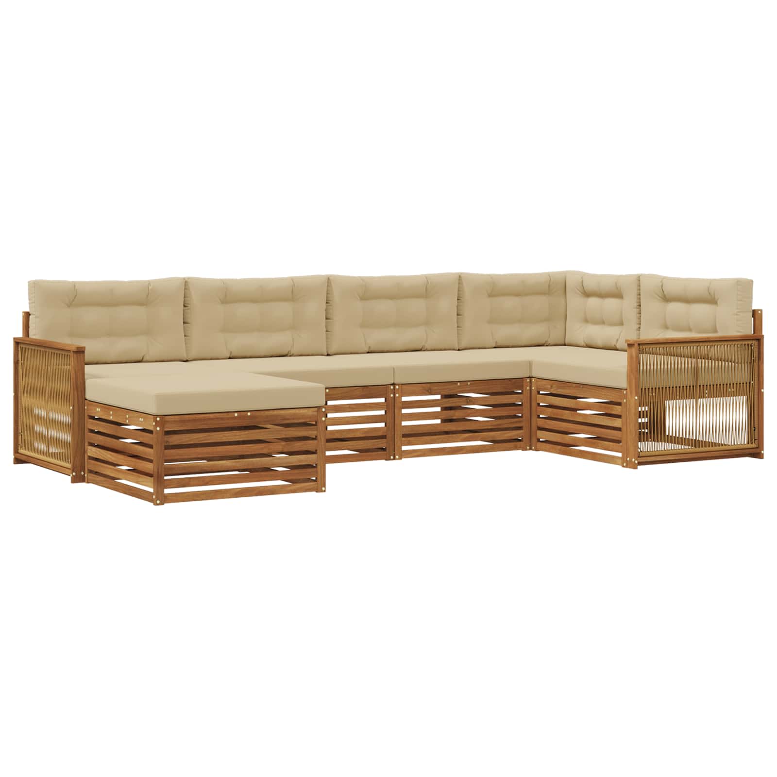 vidaXL Buiten bankenset 6 pcs Naturel