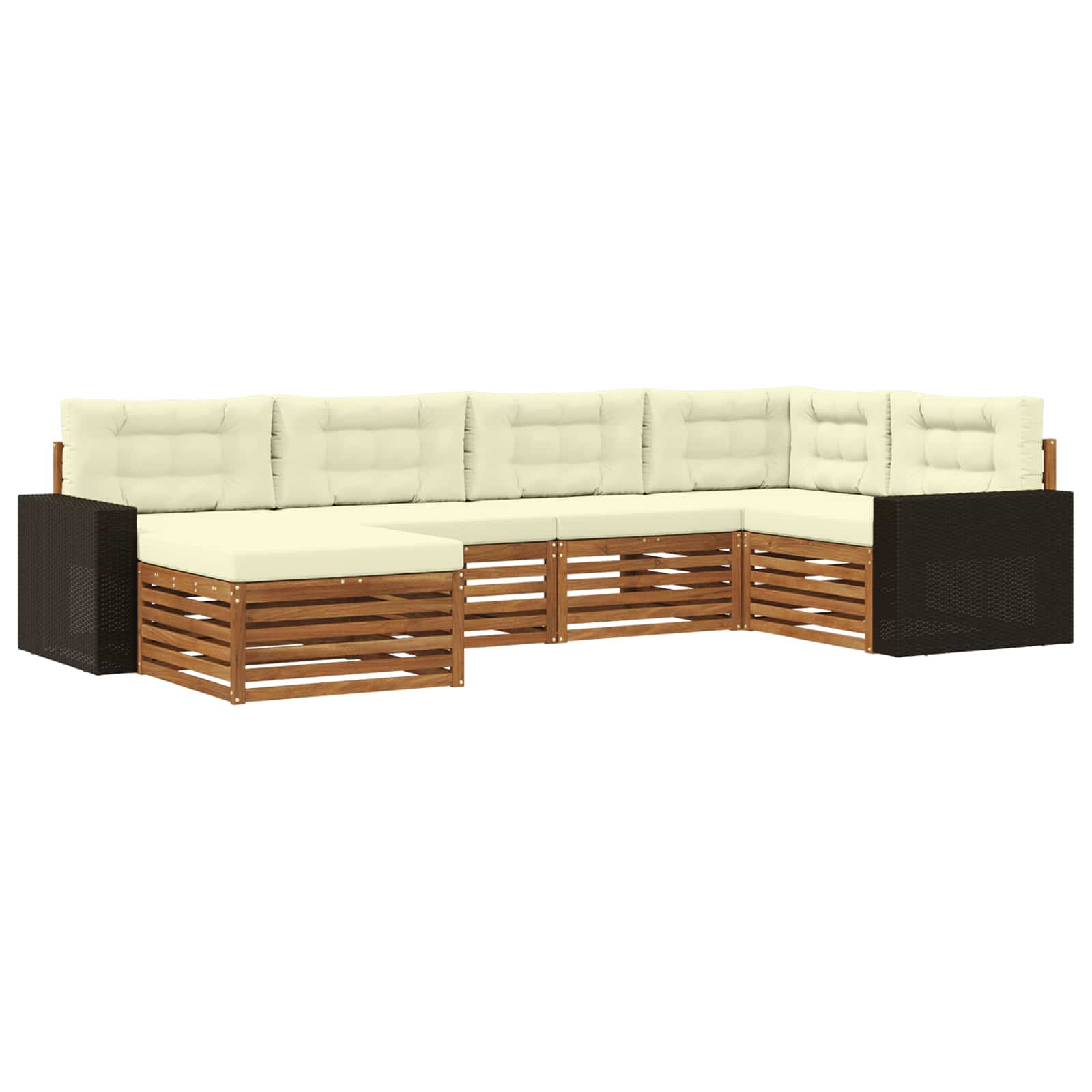 vidaXL Buiten bankenset 6 pcs Naturel