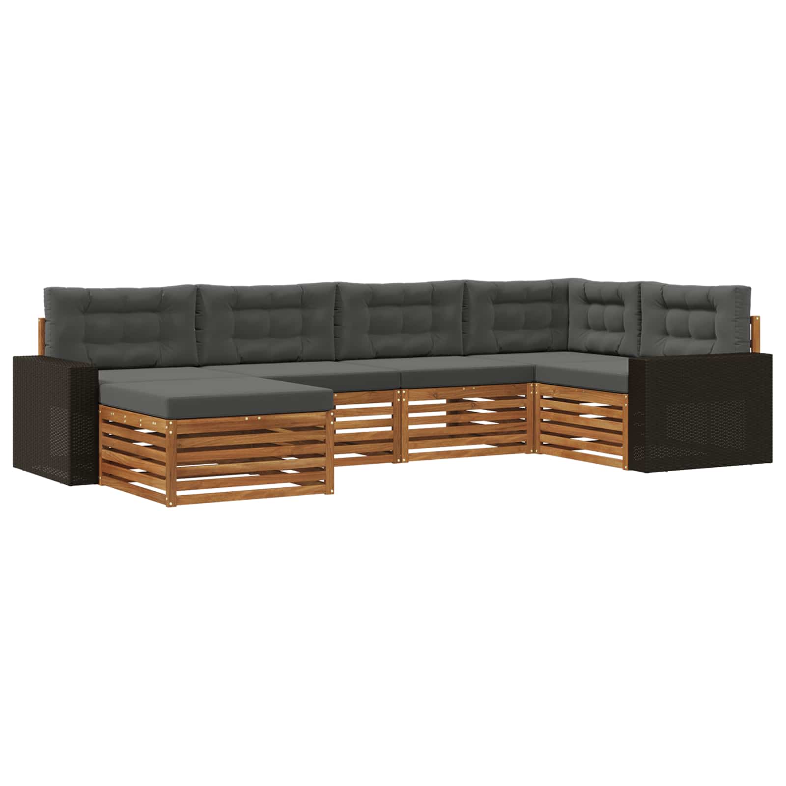 vidaXL Buiten bankenset 6 pcs Naturel