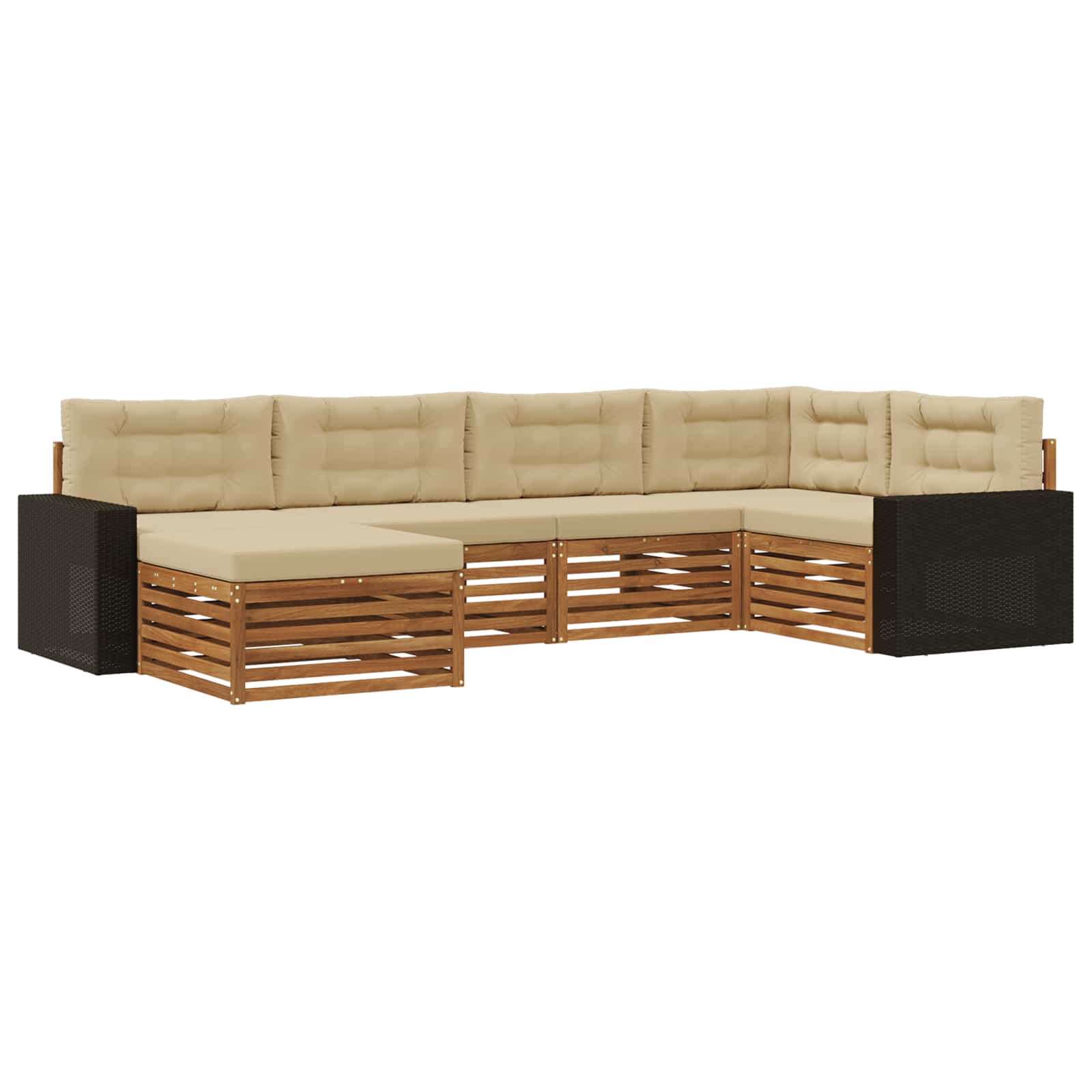vidaXL Buiten bankenset 6 pcs Naturel