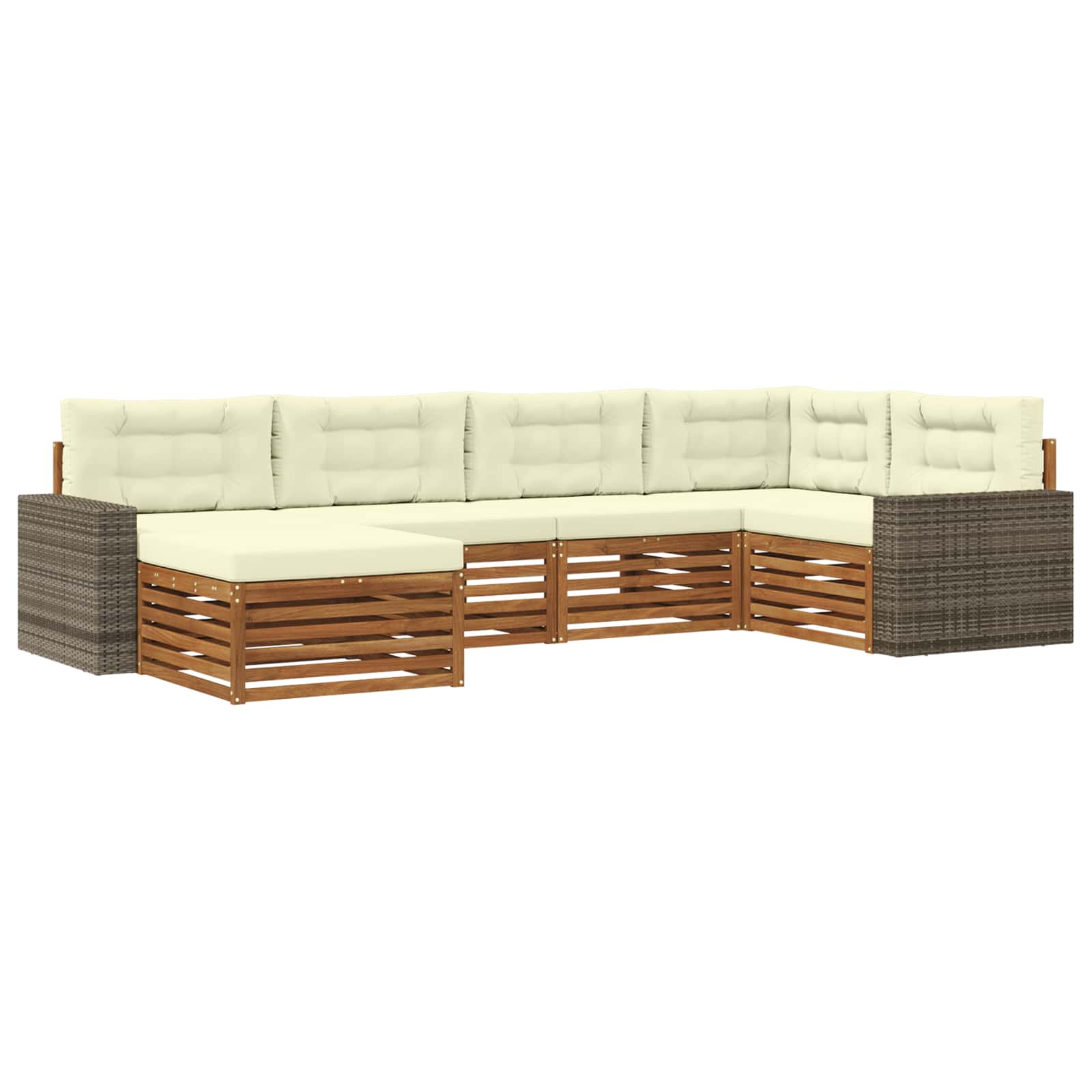 vidaXL Buiten bankenset 6 pcs Naturel