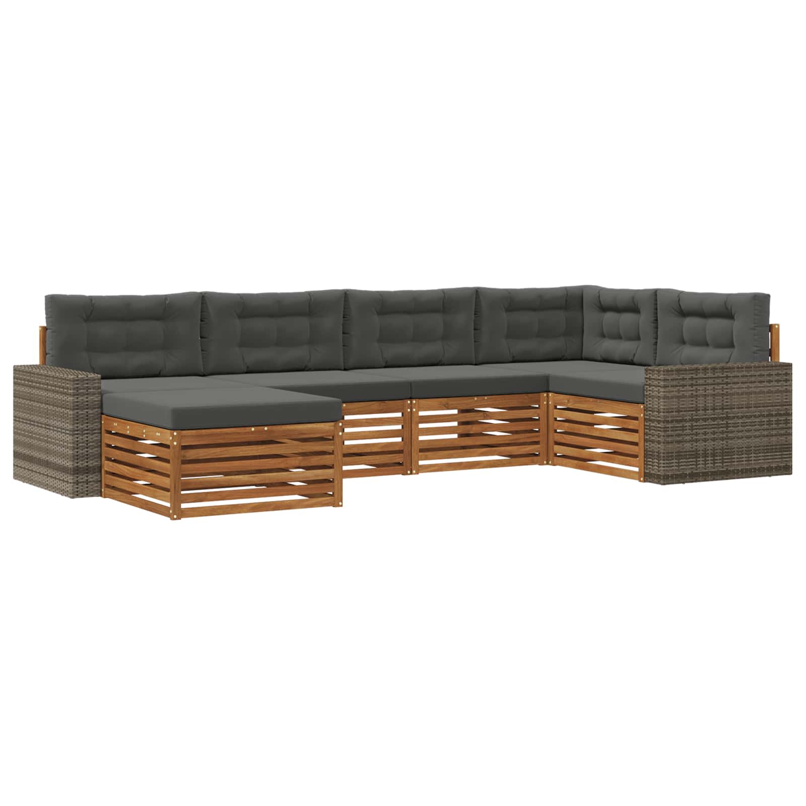 vidaXL Buiten bankenset 6 pcs Naturel