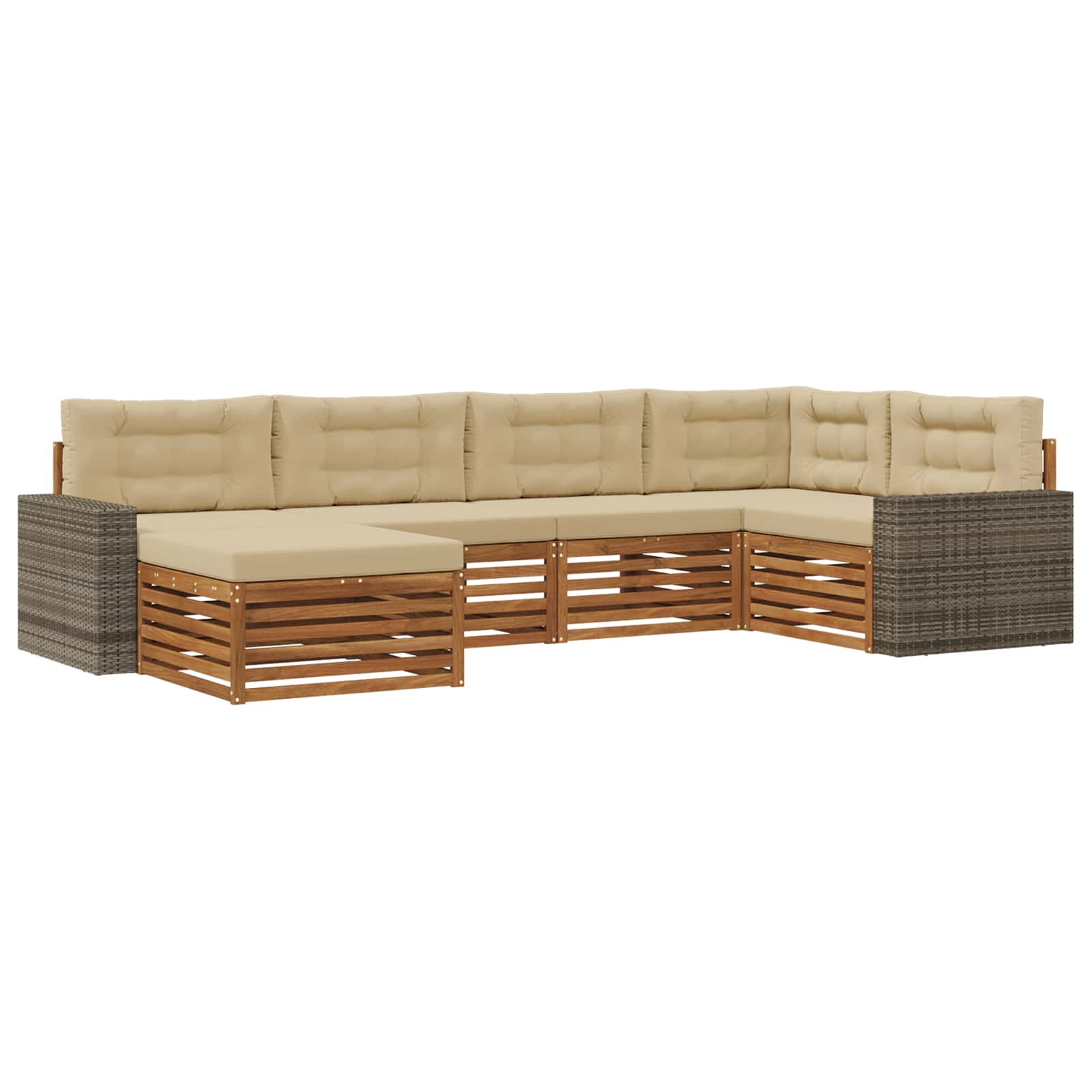 vidaXL Buiten bankenset 6 pcs Naturel