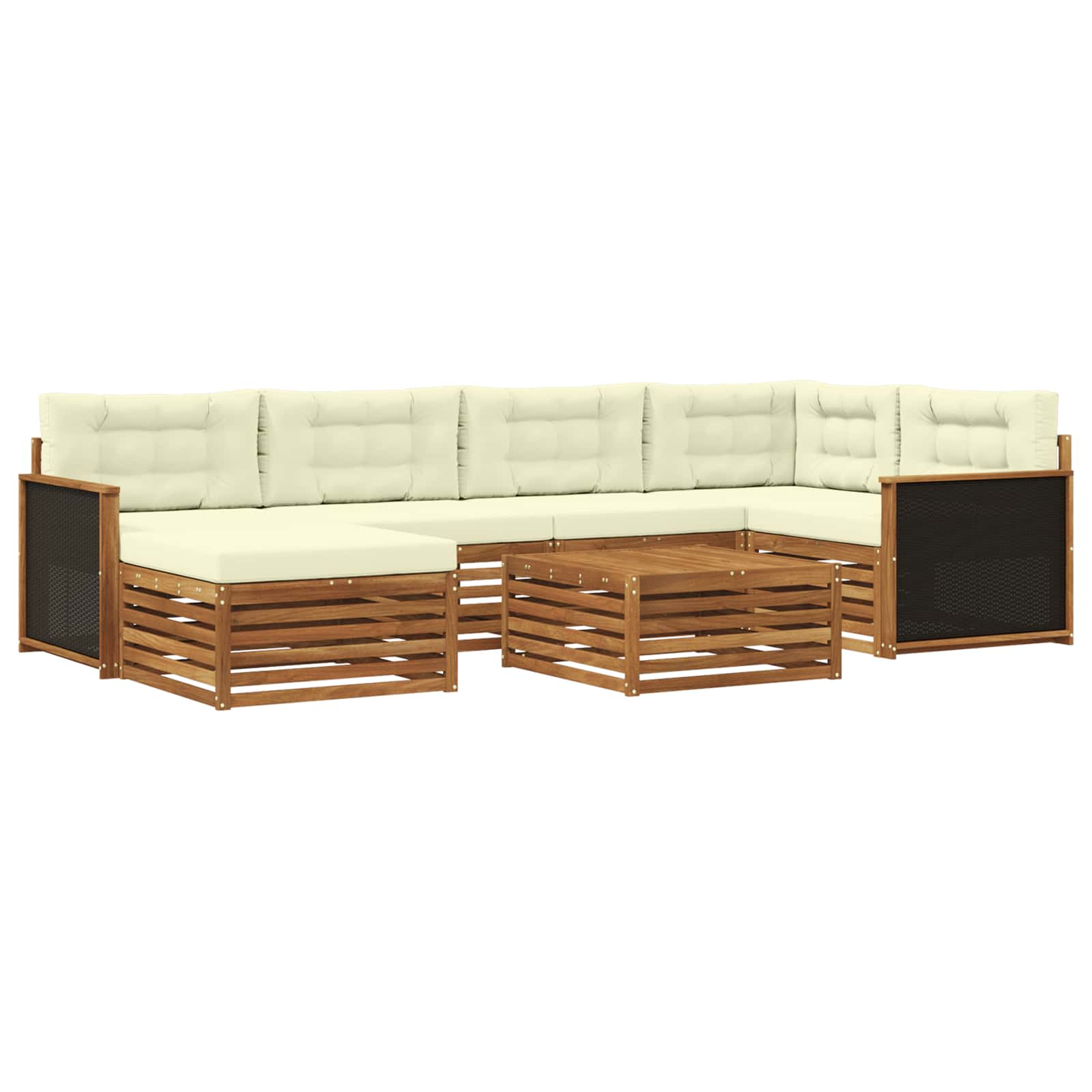 vidaXL Buiten bankenset 7 pcs Naturel